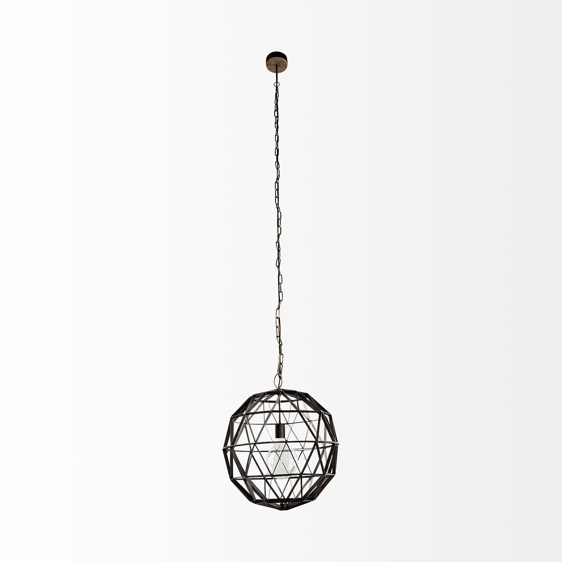 Dyson I 18x18 Black Metal Triangular Orb Pendant Light — product photograph