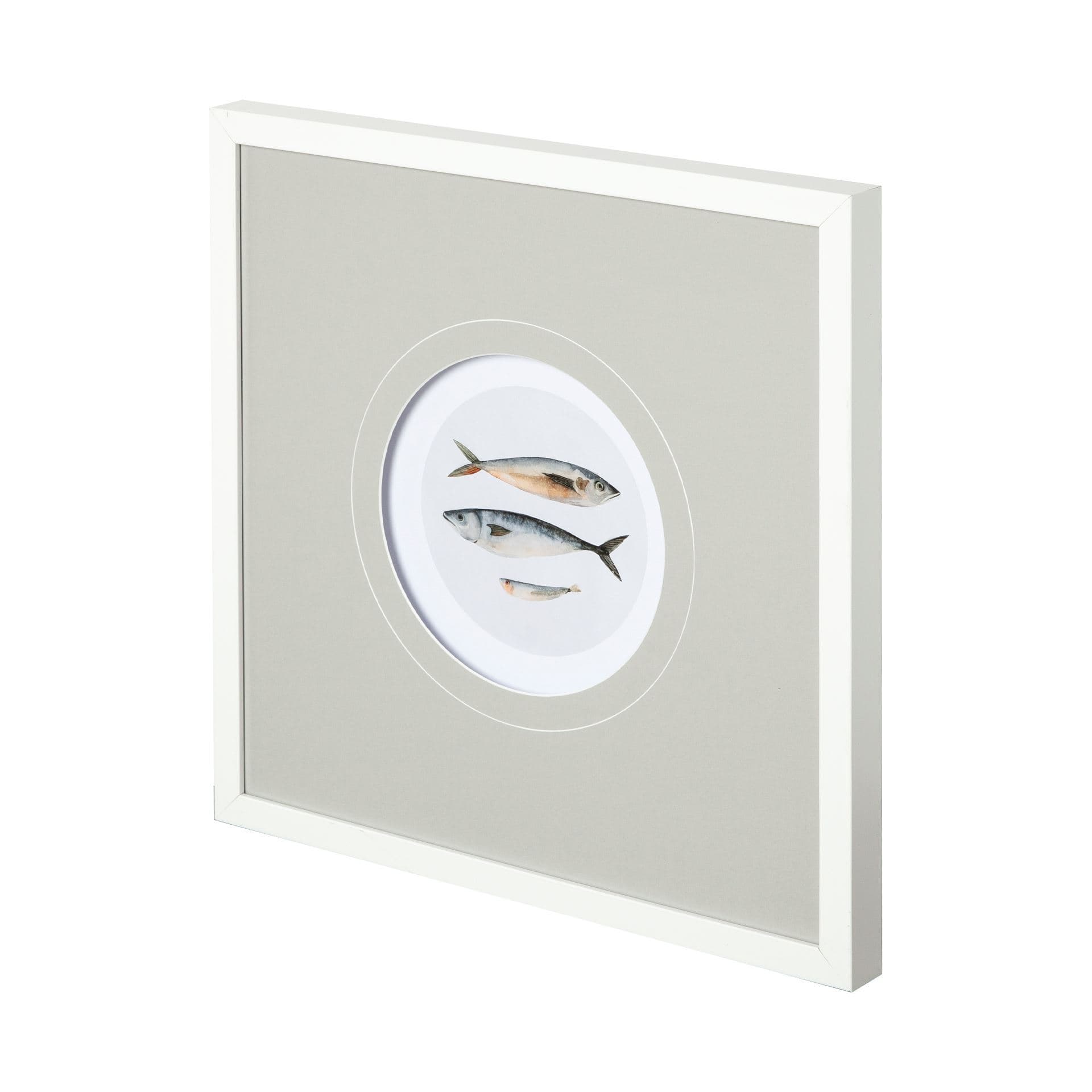 Three Fish I by Emma Scarvey a Hand Embellished Textured Framed Art Print Matted under Glass — product photograph