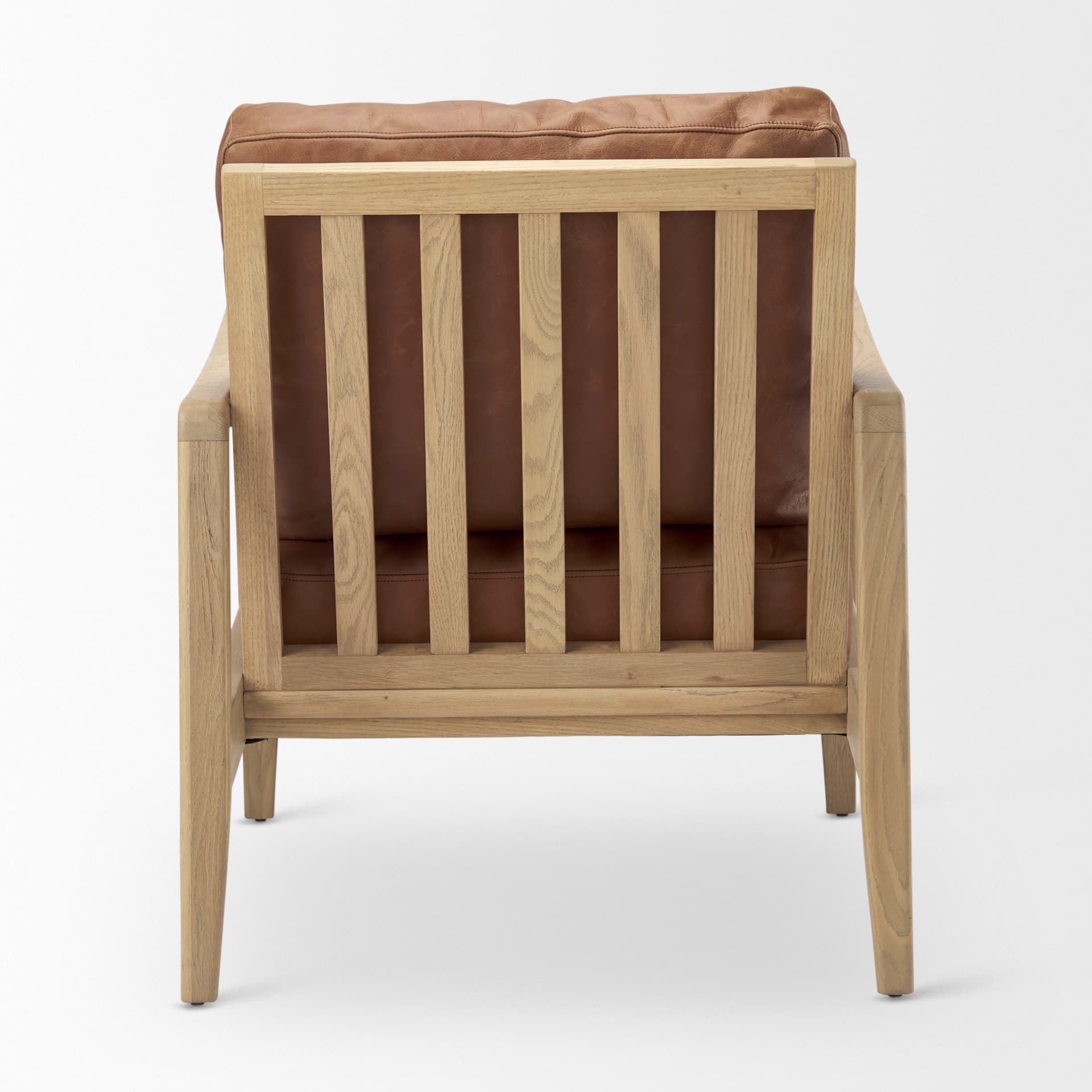 Raeleigh 28.0L x 34.1W x 34.4H Cognac Leather W/ Light Brown Wood Frame Accent Chair — product photograph