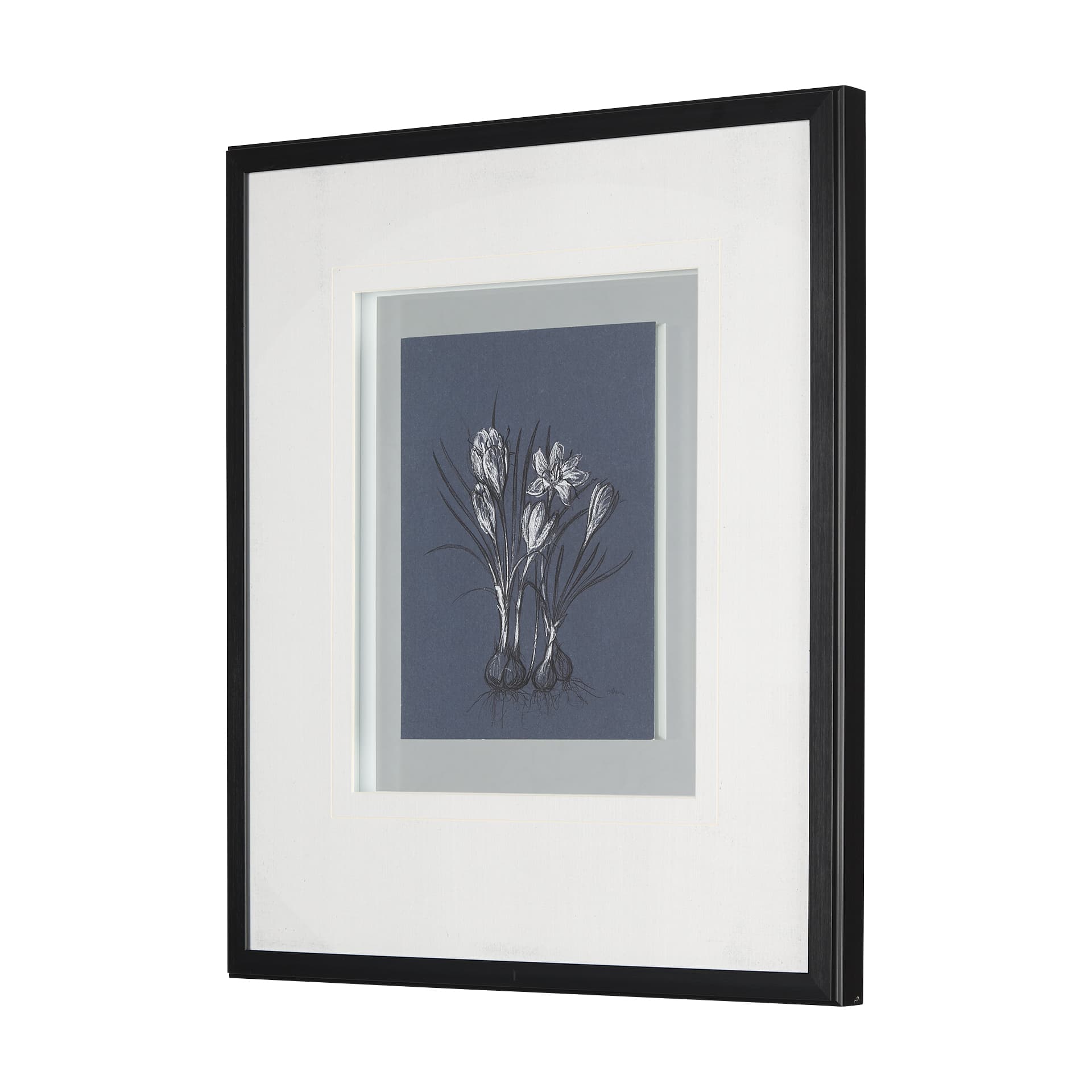 Botanical sketches V (Blue) by Mercana Studio Hand Embellished Framed Art Print Matted under Glass — product photograph