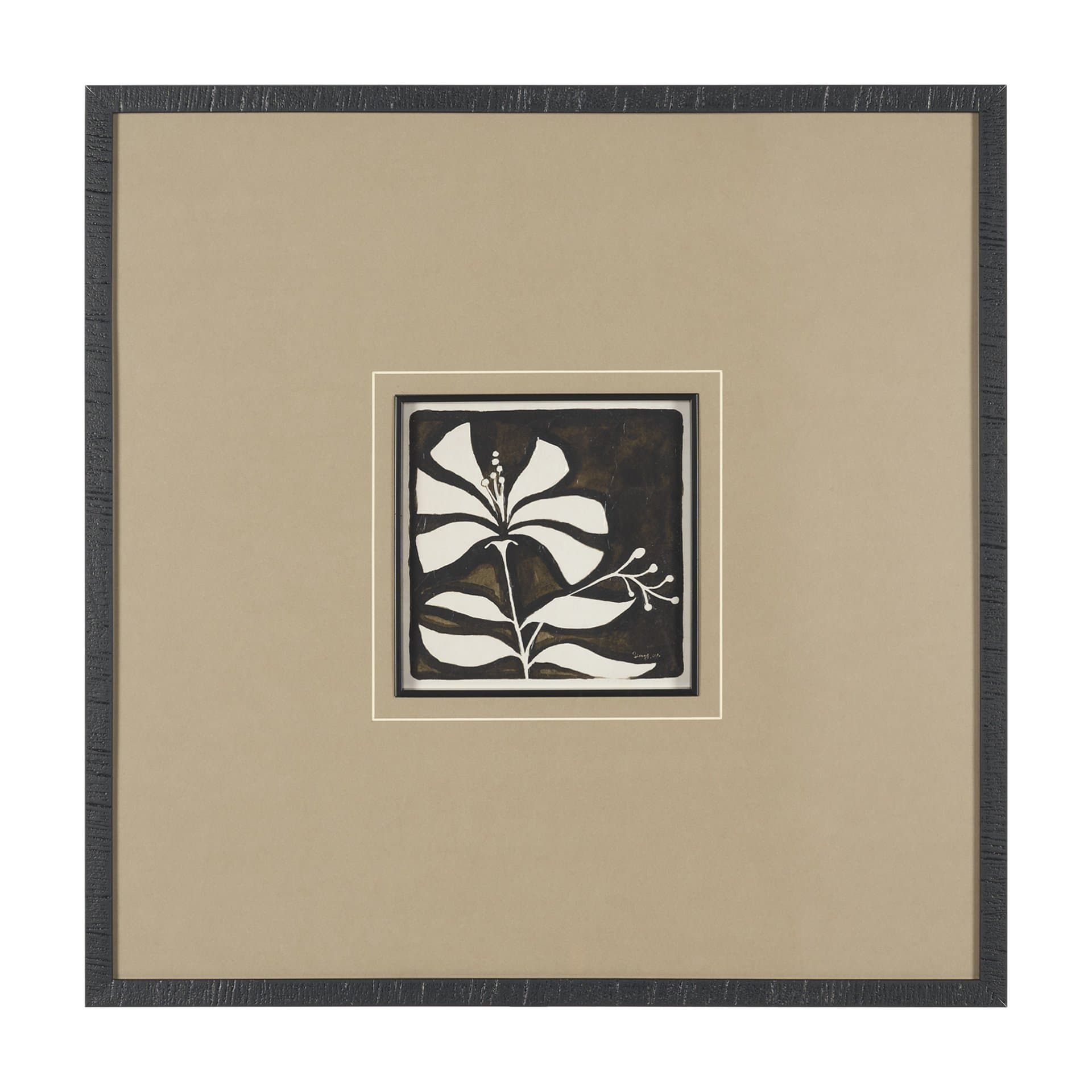 Spanish Tile Dark I by Mercana Studio Textured Framed Artwork Matted under Glass — product photograph