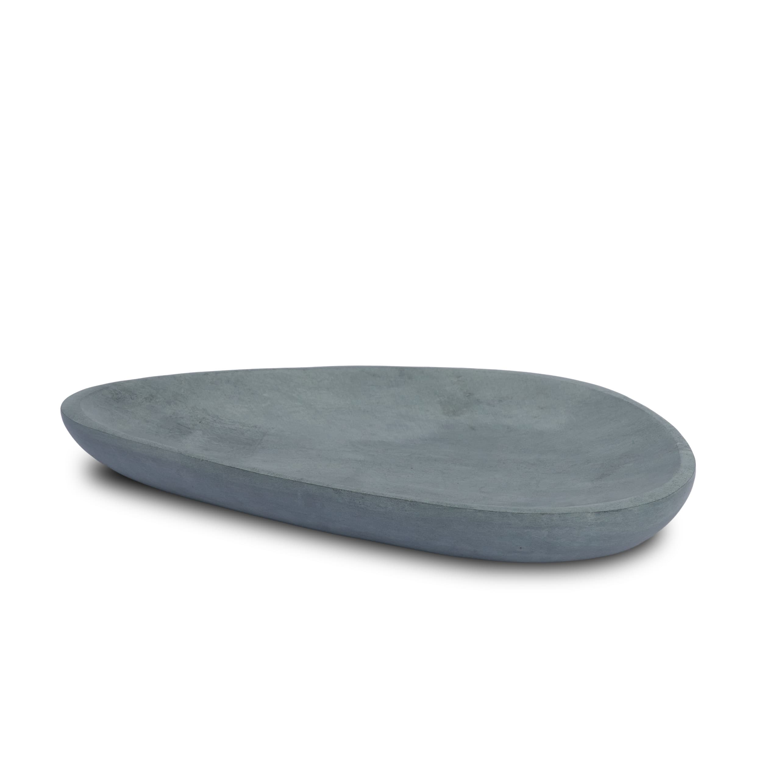 Tria Rounded Triangular Grey Marble Decorative Tray — product photograph