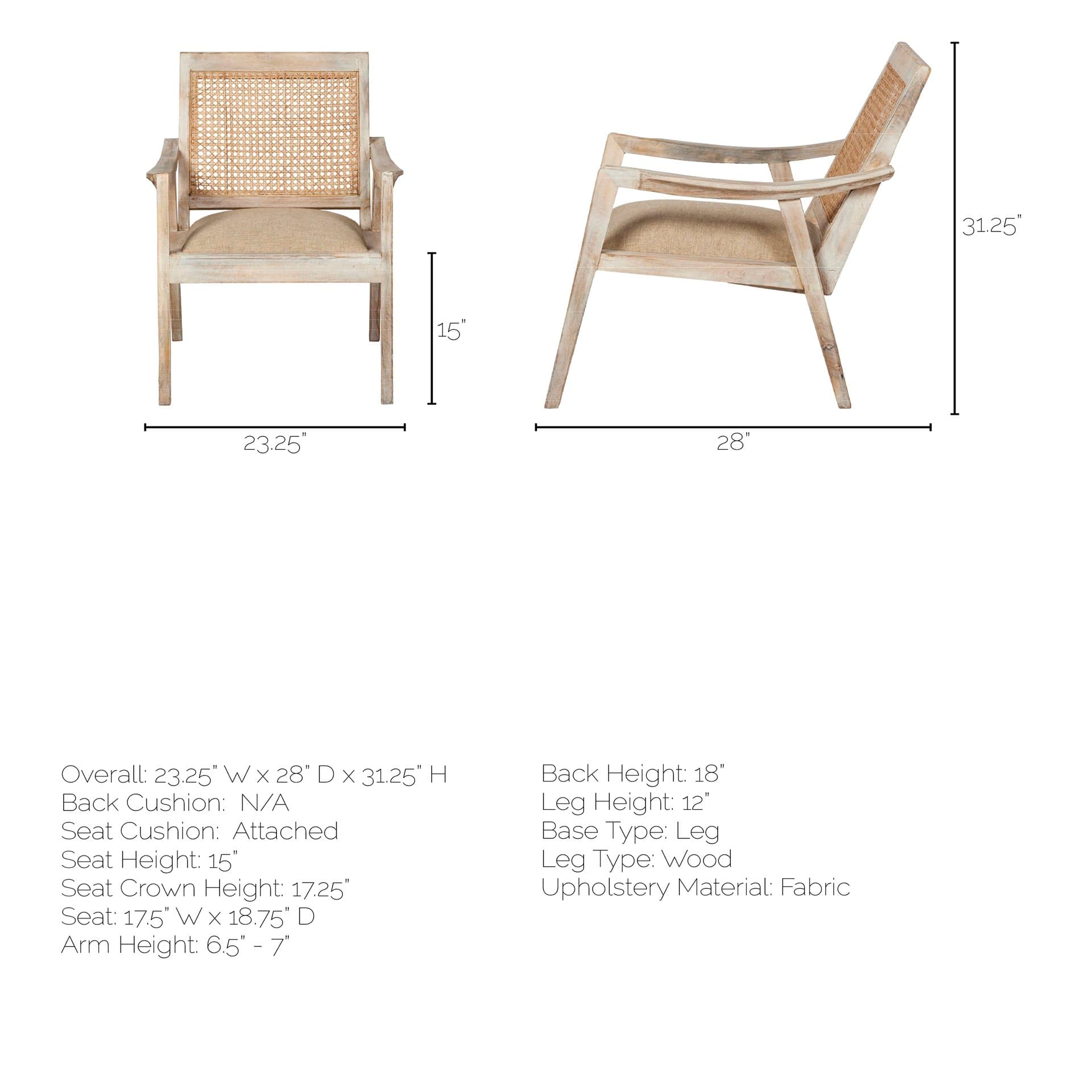 Teryn Cream Linen Seat And Natural Wooden Base w/ Mesh Back Accent Chair — product photograph