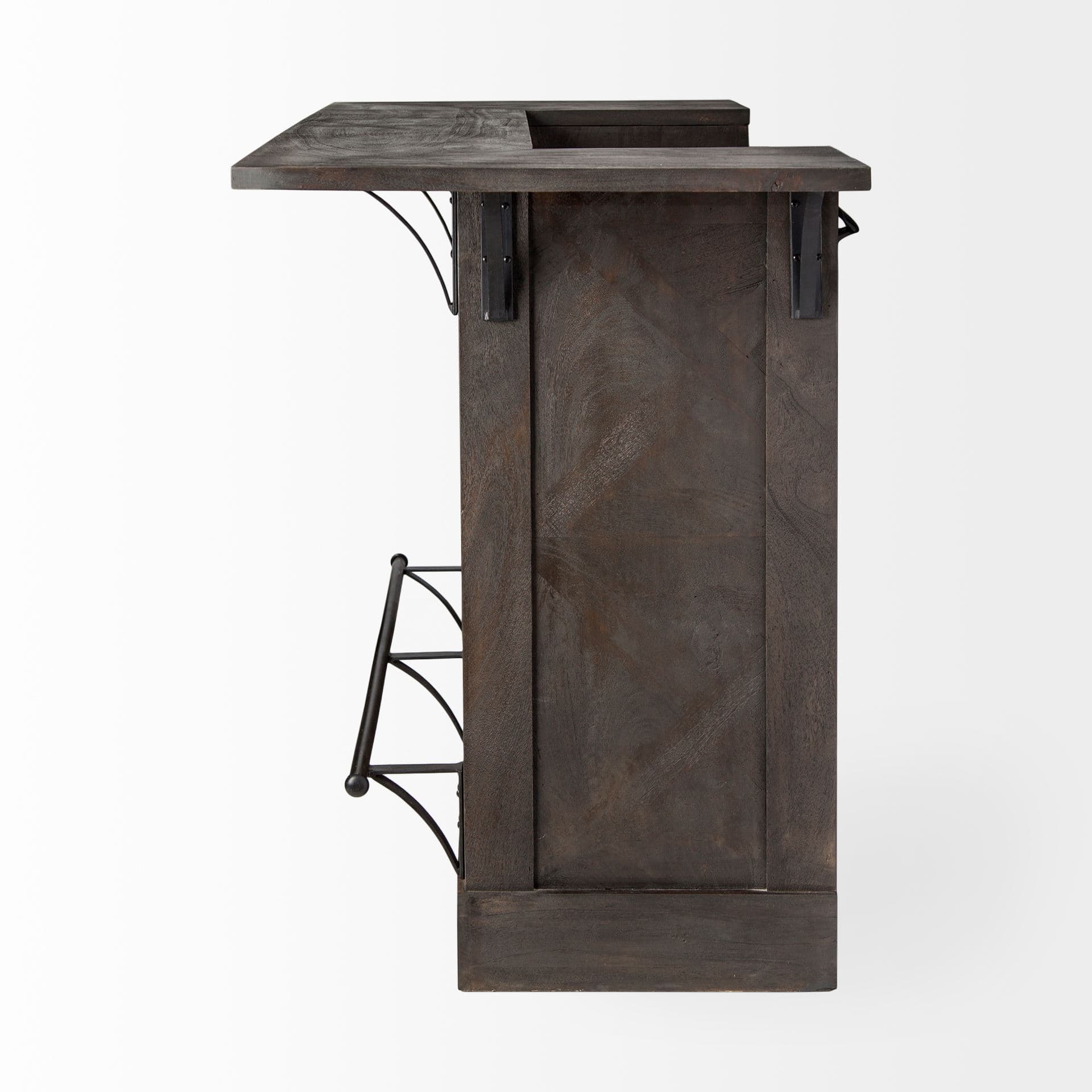Cheers Dark Brown Solid Wood Wine Bottle Storage Kitchen Island — product photograph