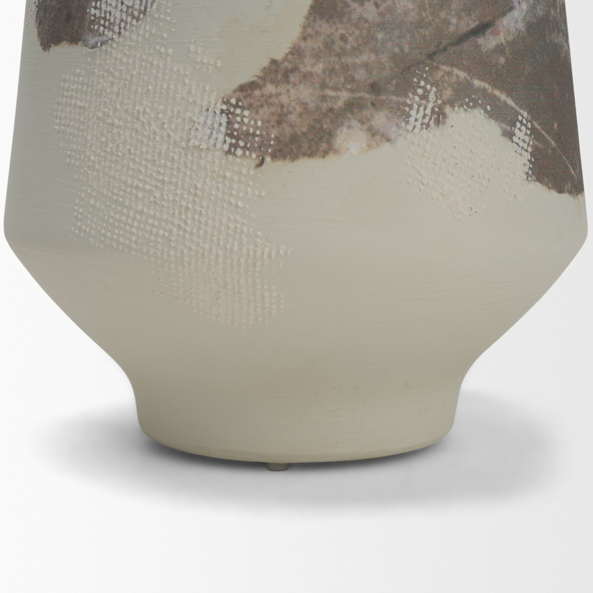 Velo 11.8H White w/Green Hand-Painted Terracotta Decorative Vase — product photograph