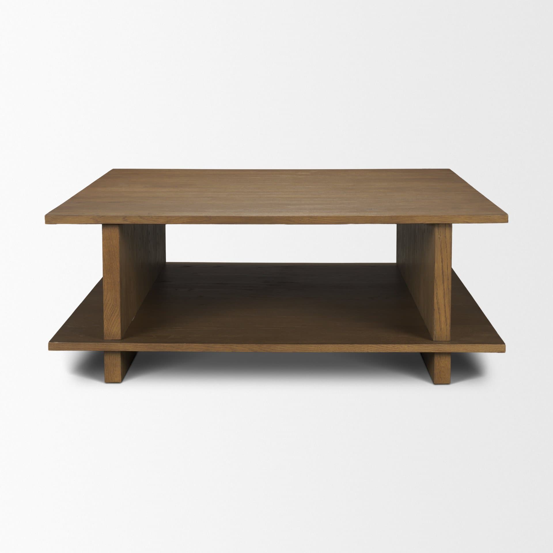 Boden 42" Square Wood Coffee Table w/ Open Shelf — product photograph