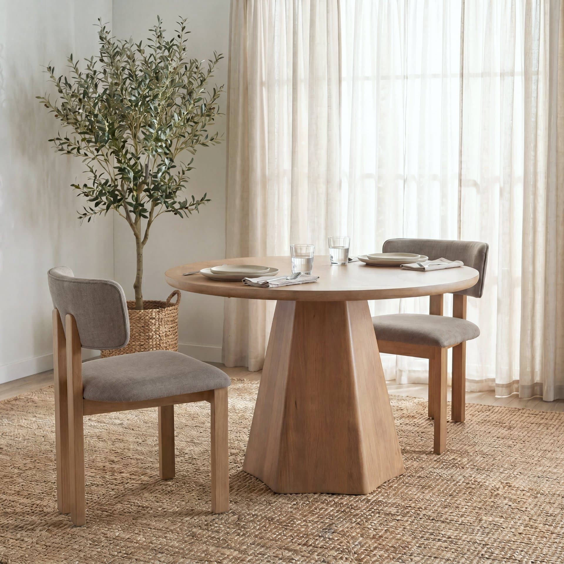 Soho Open Back Dining Side Chair | Gray Chenille w/ Brown Wood — product photograph