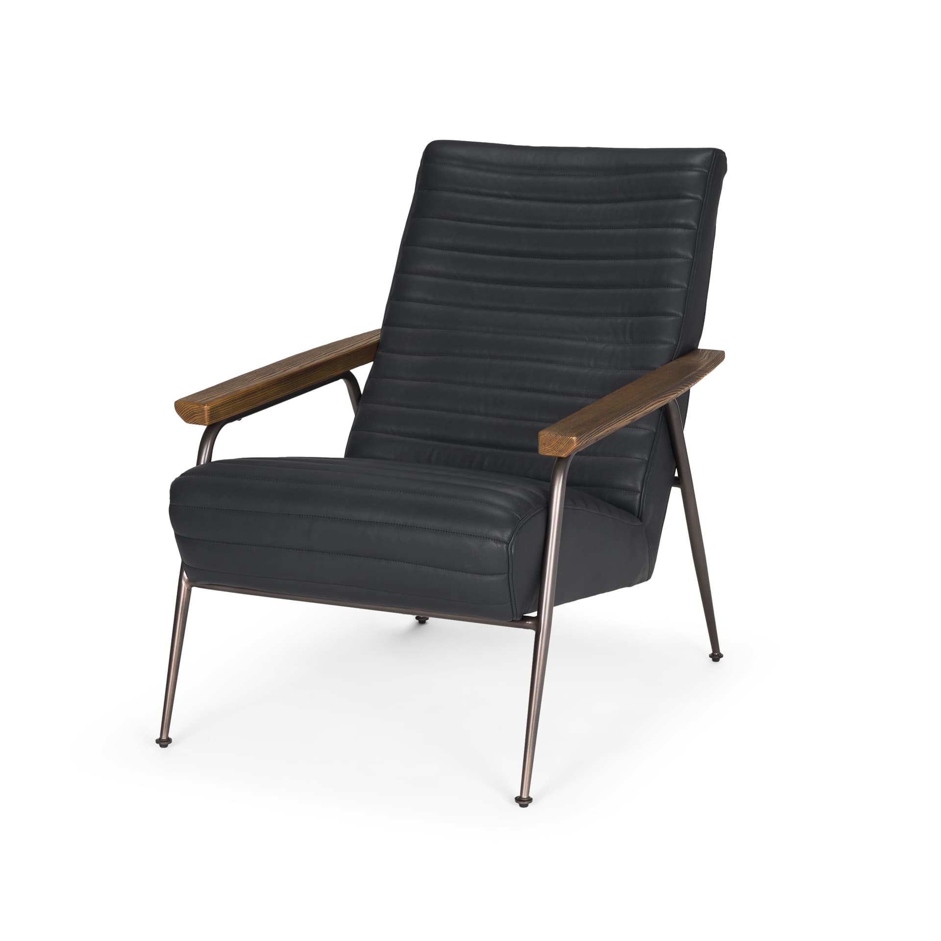 Grosjean Black Leather w/ Black Metal Frame Accent Chair — product photograph