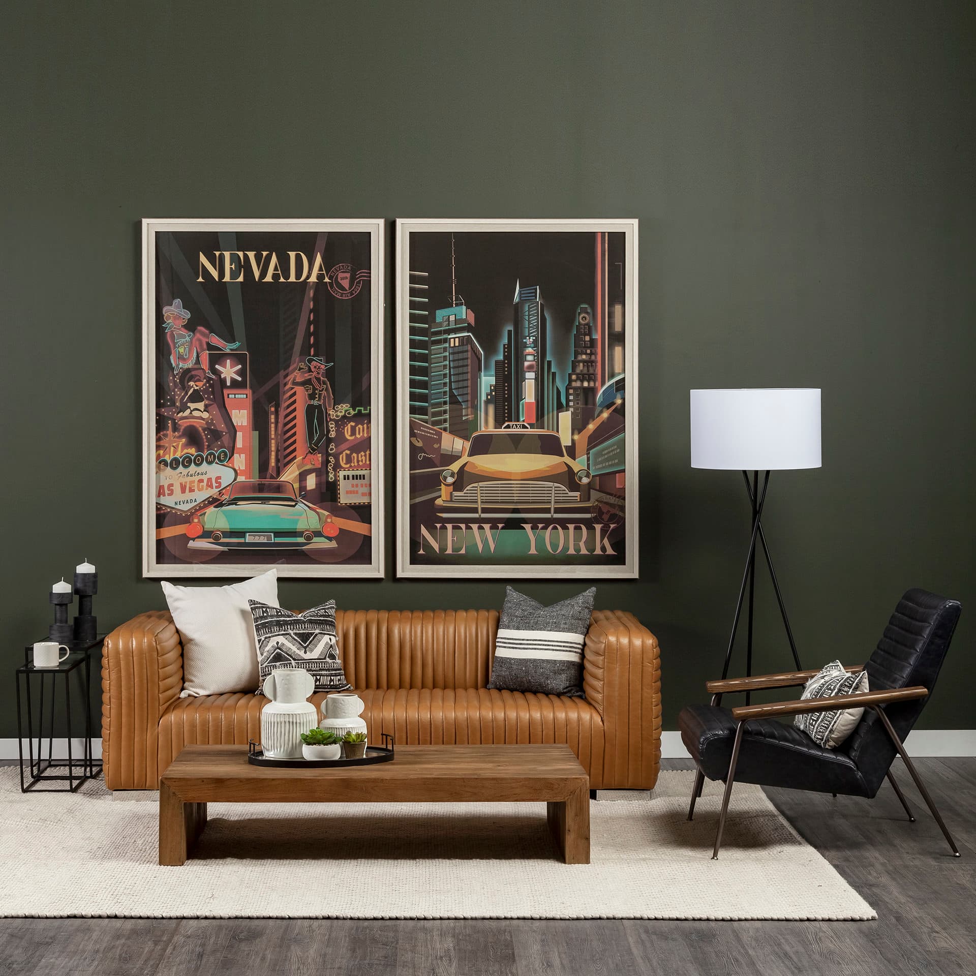 Arya (Set of 2) 24L x 10W Black Rectangular Glass Top Iron Frame Accent Table — product photograph