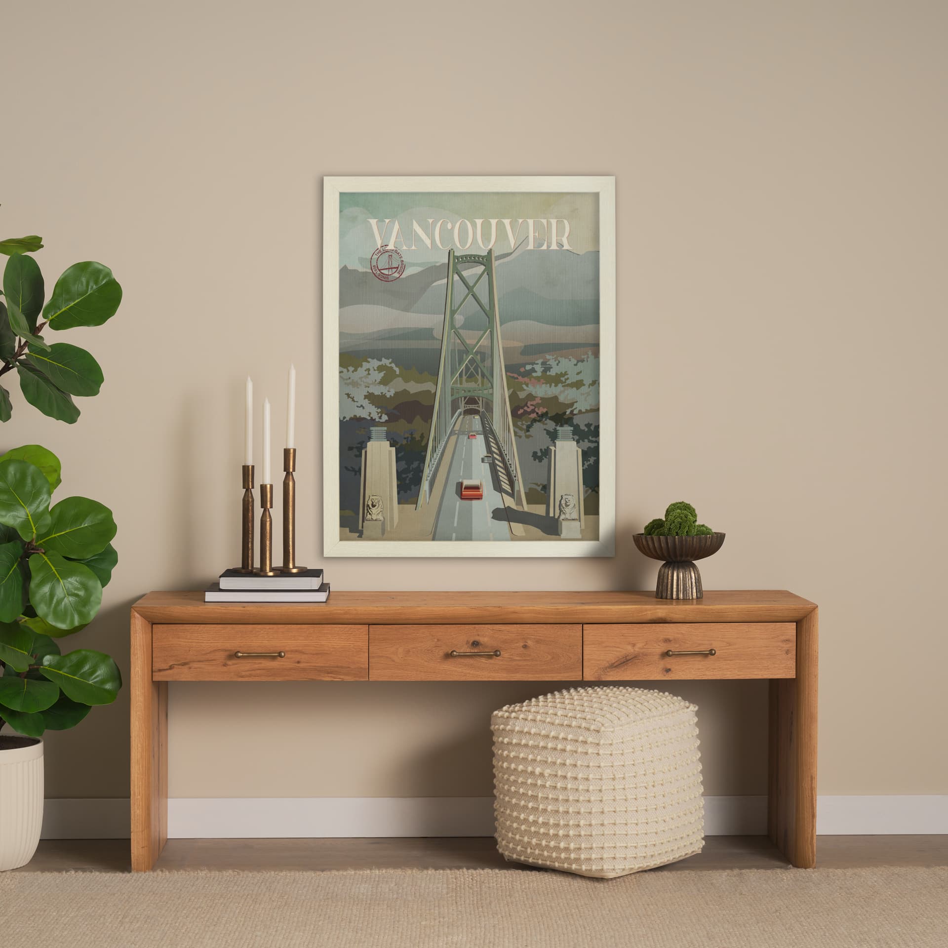 Vancouver Go Canada (L) by Mercana Studio a Hand Embellished Decograph Framed Art Print — in a styled room