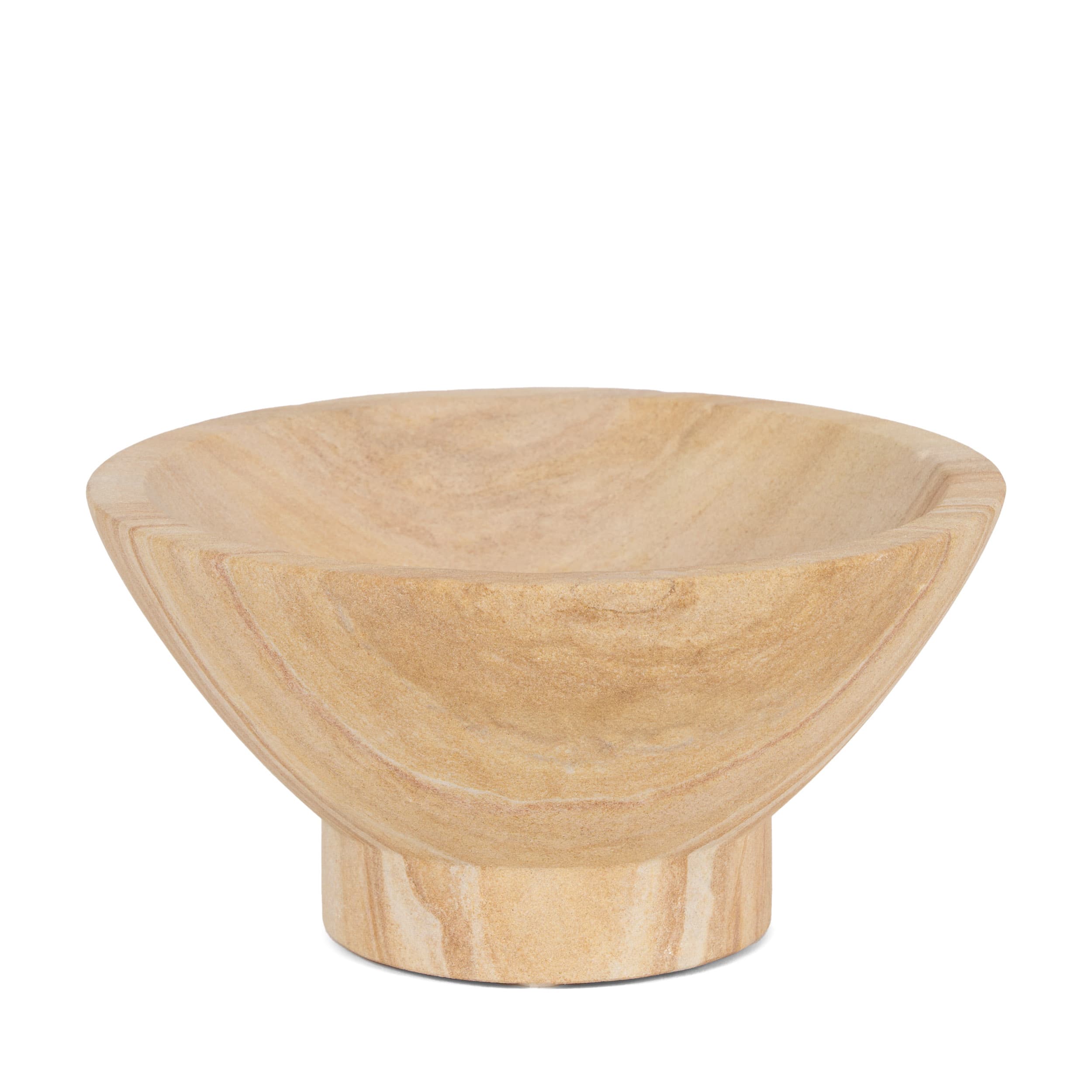 Ramira Beige Sandstone Decorative Pedestal Bowl — product photograph
