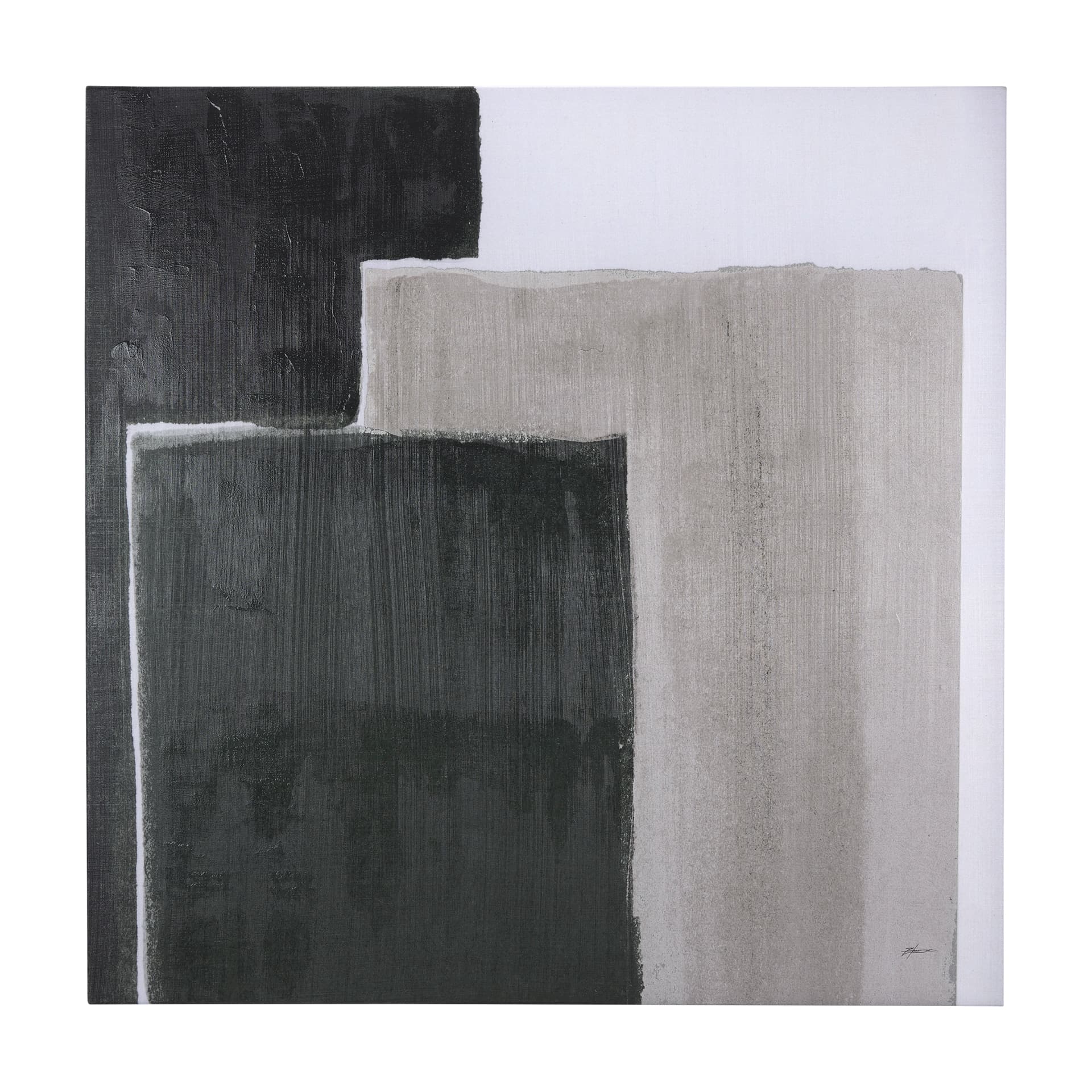 Block I by Mercana Studio a Hand Embellished Textured Canvas — product photograph