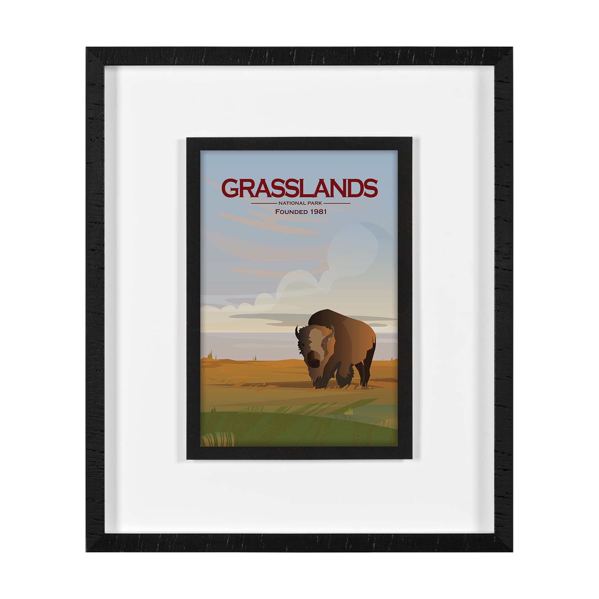 Grasslands GO (M) by Mercana Studio a Framed Art Print Matted under Glass — product photograph