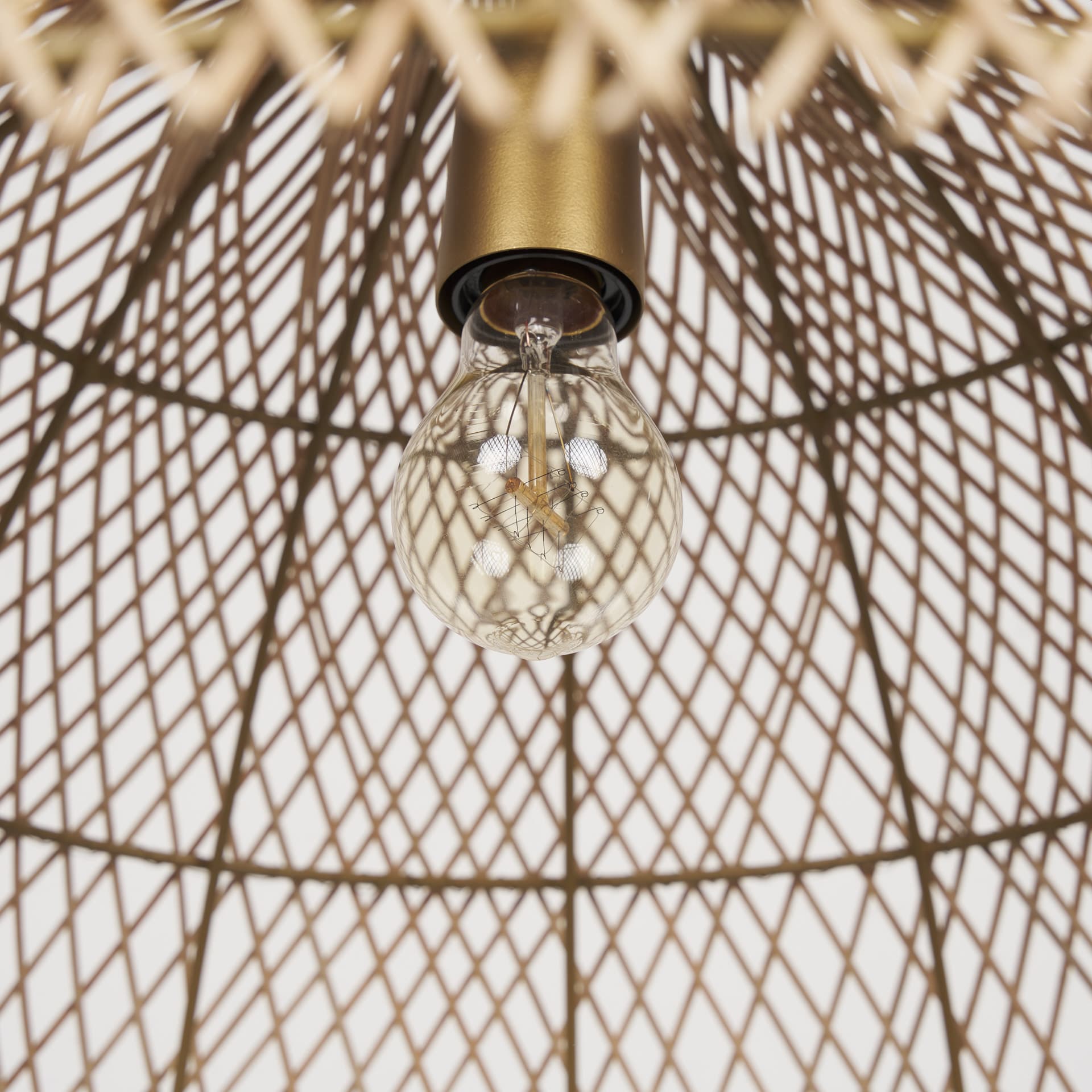 Thad 1-Light Natural Woven Rattan Dome Pendant — product photograph