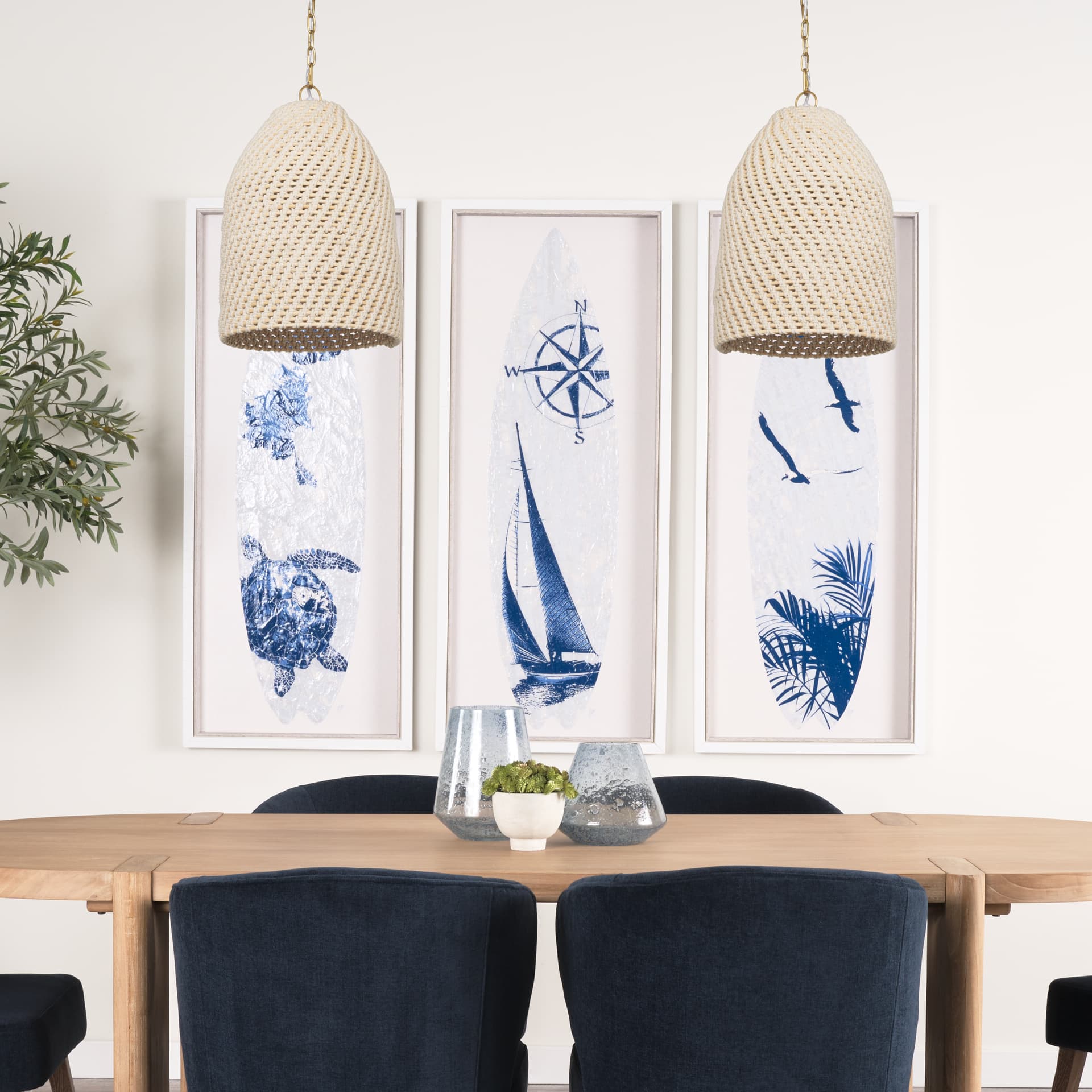 Tosha 1-Light Cotton Rope Bell Pendant — in a styled room