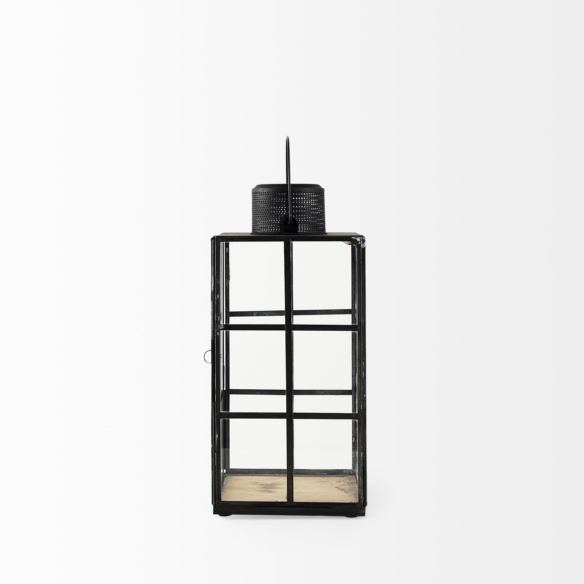 Gamfield 6.1L x 6.1W x 13.4H Medium Black Metal and Glass Lantern — product photograph