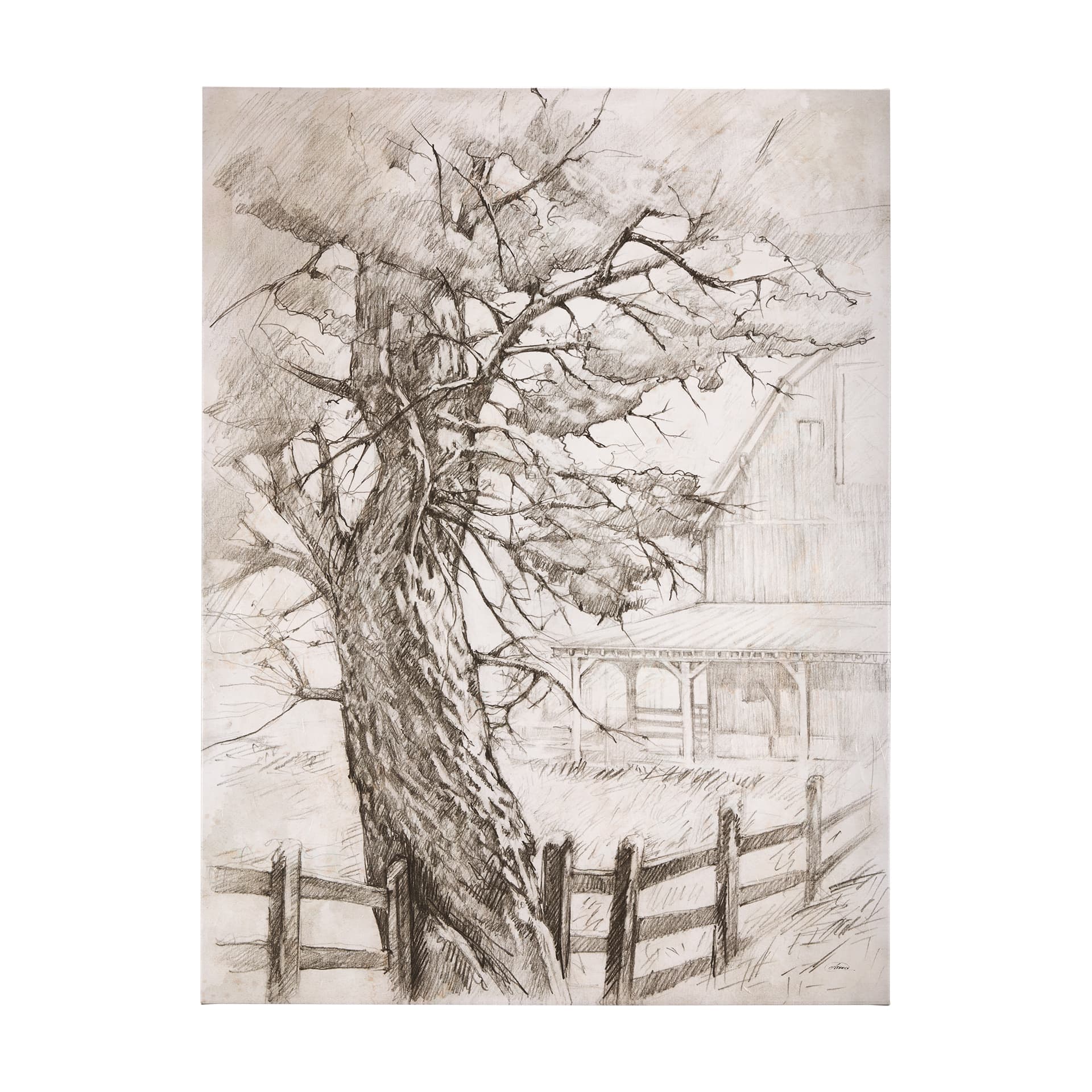 Old West Collection I ( Farm view) by Mercana Studio a Hand Embellished Textured Canvas — product photograph