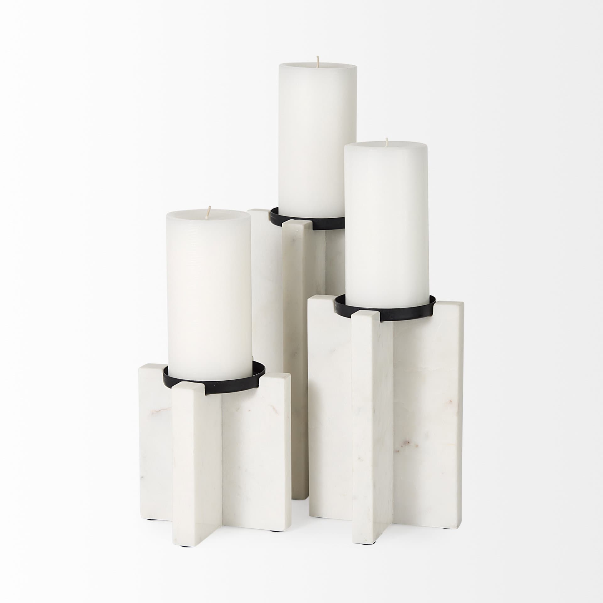 Sophia 5.5"L x 3.5"W x 10.5"H Marble Candle Holder Large — product photograph
