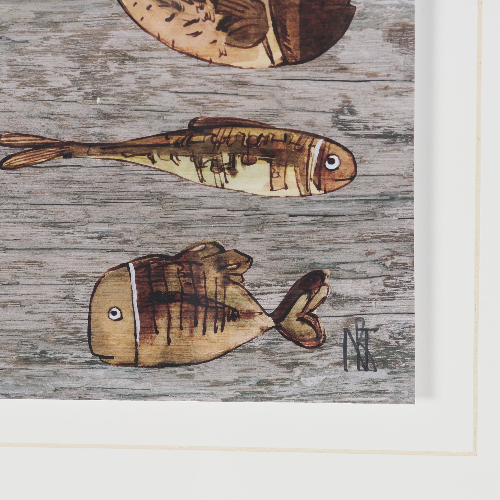 Fish Pattern II by Mercana Studio Hand-Embellished Textured Framed Artwork Matted under Glass — product photograph