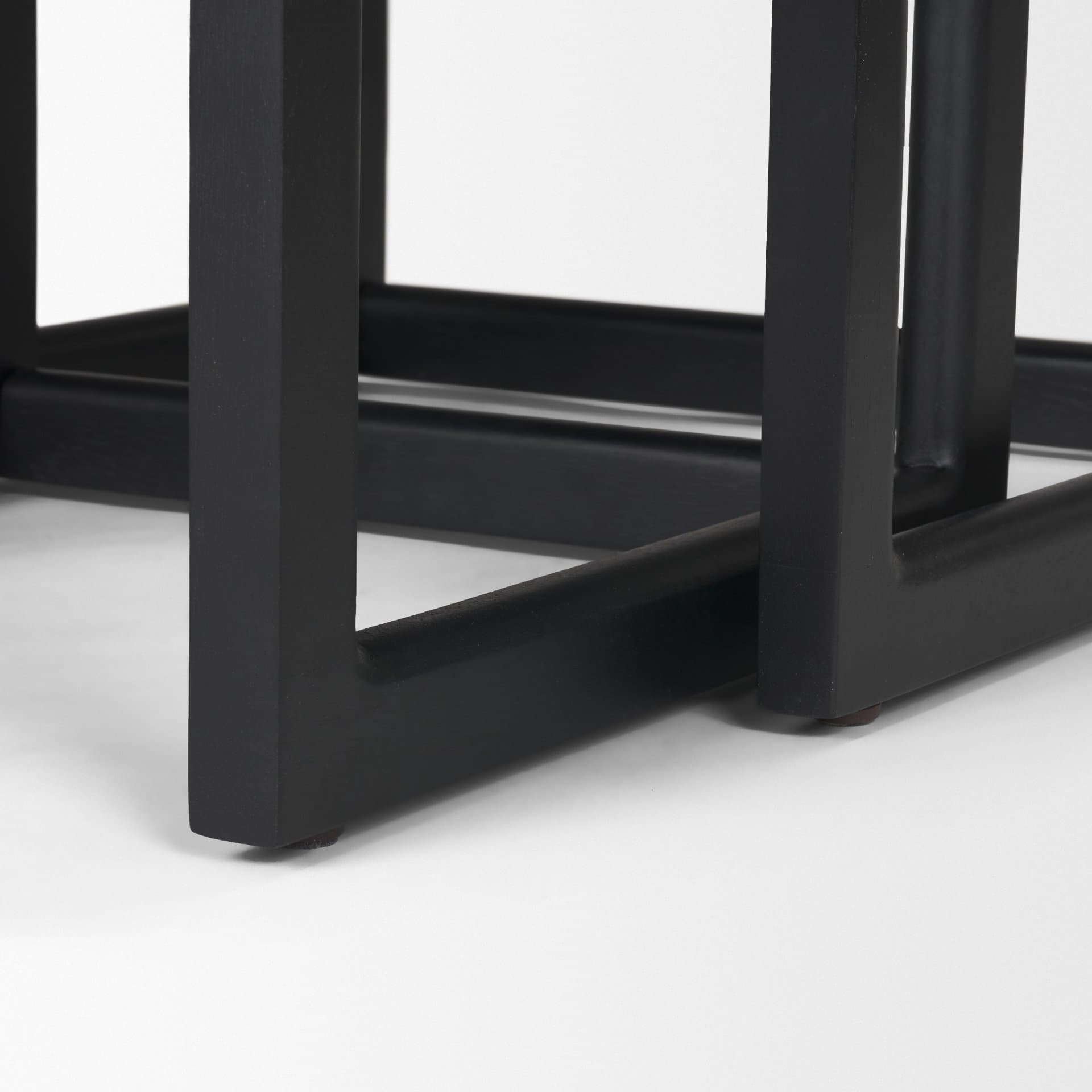 Grier Set of 2 Black Wood w/ Black Cane Nesting Accent Tables — product photograph