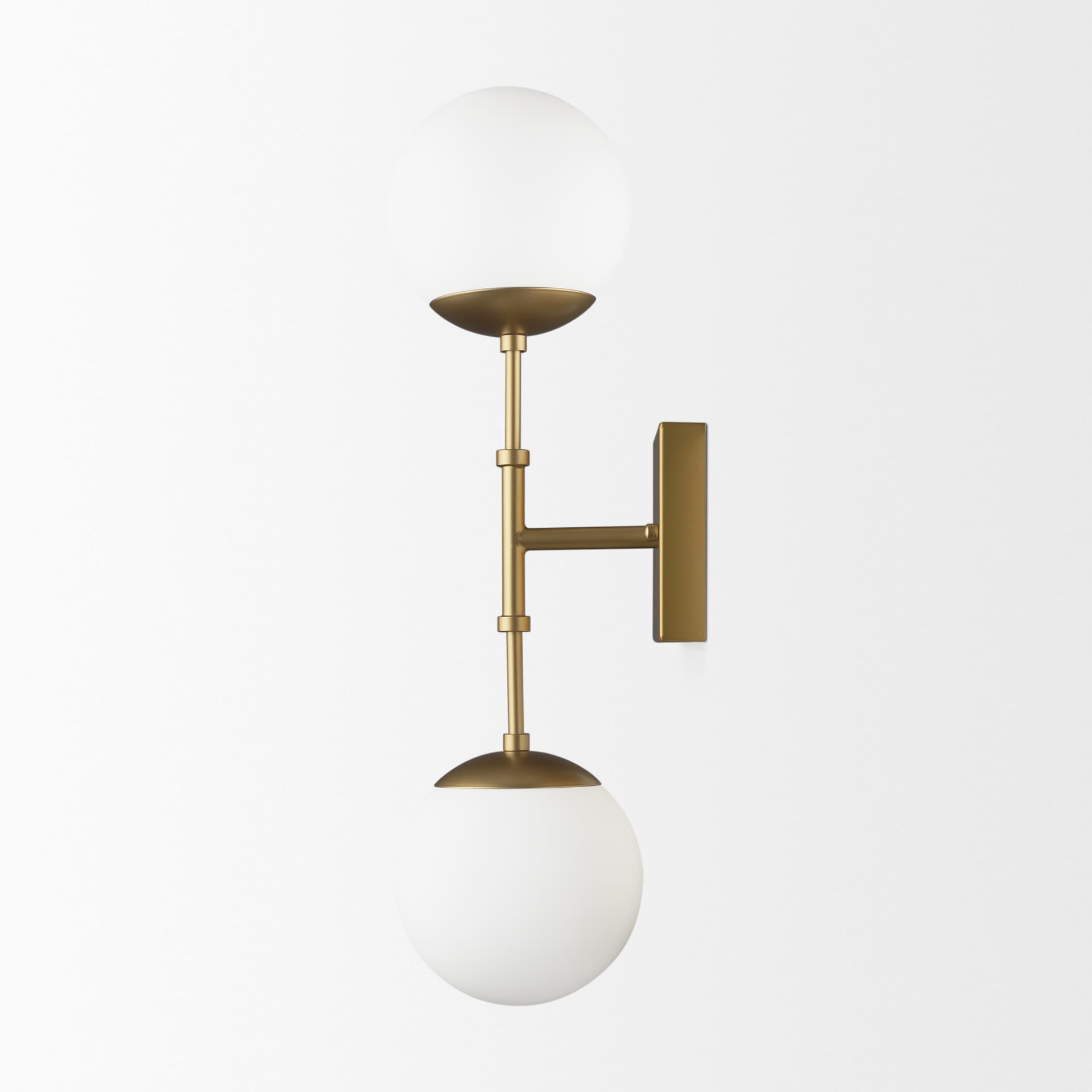 Edie Brushed Gold Metal w/ Frosted Glass Globes 2-Light Wall Sconce — product photograph