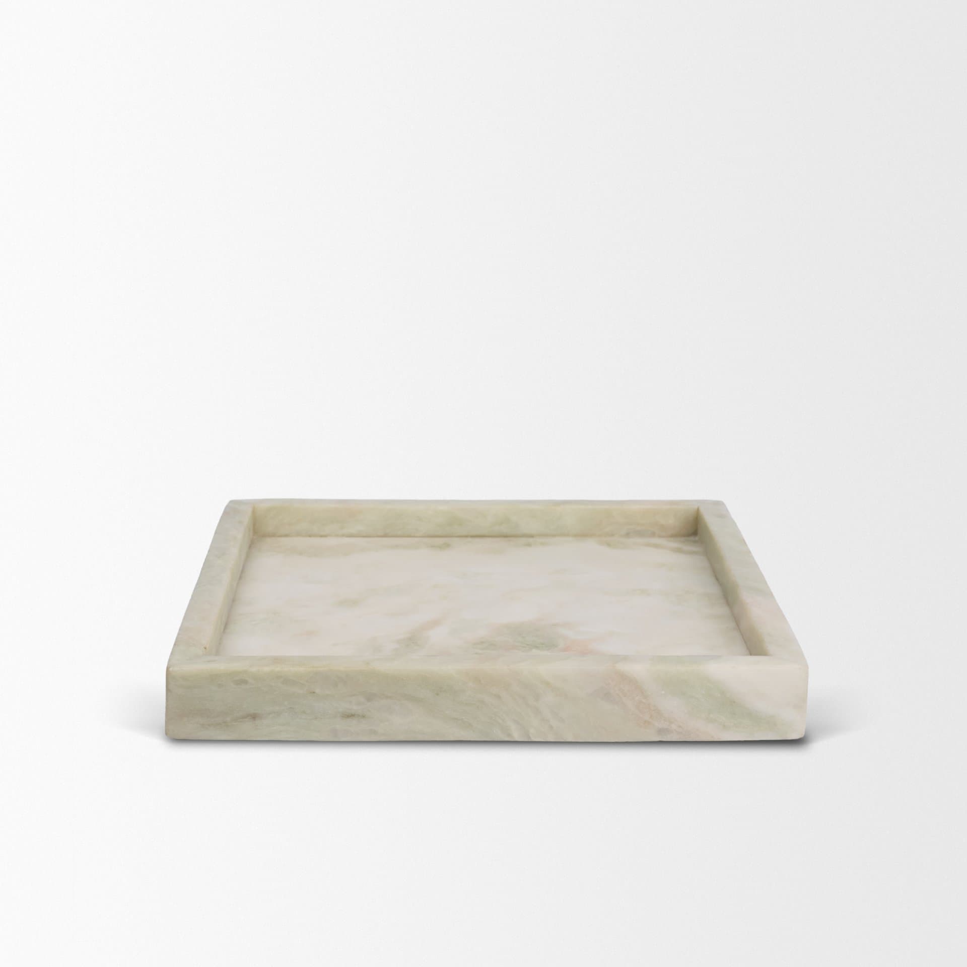 Stratus Gray Marble Square Decorative Tray — product photograph