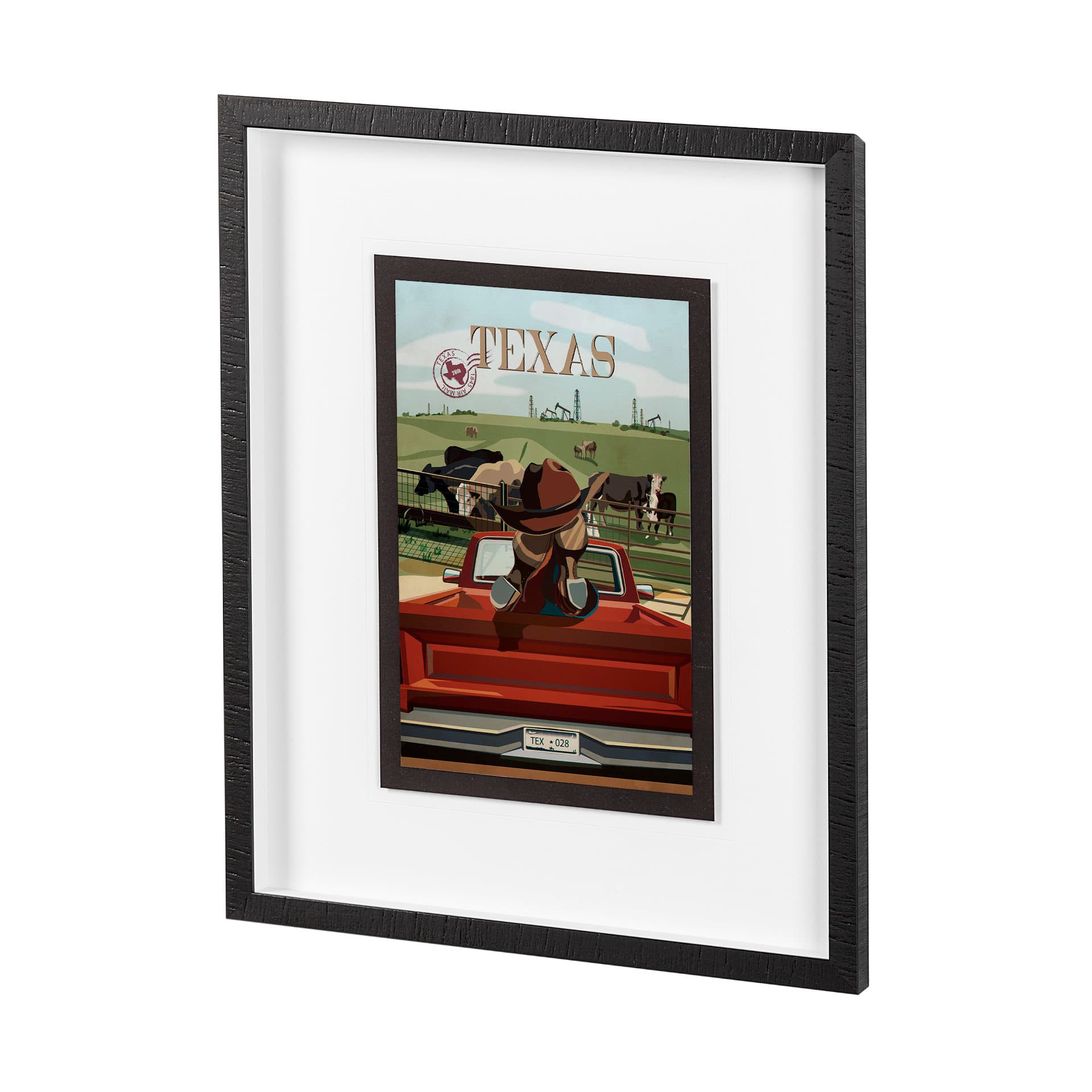 Texas Go USA (M) by Mercana Studio a Framed Art Print Matted under Glass — product photograph