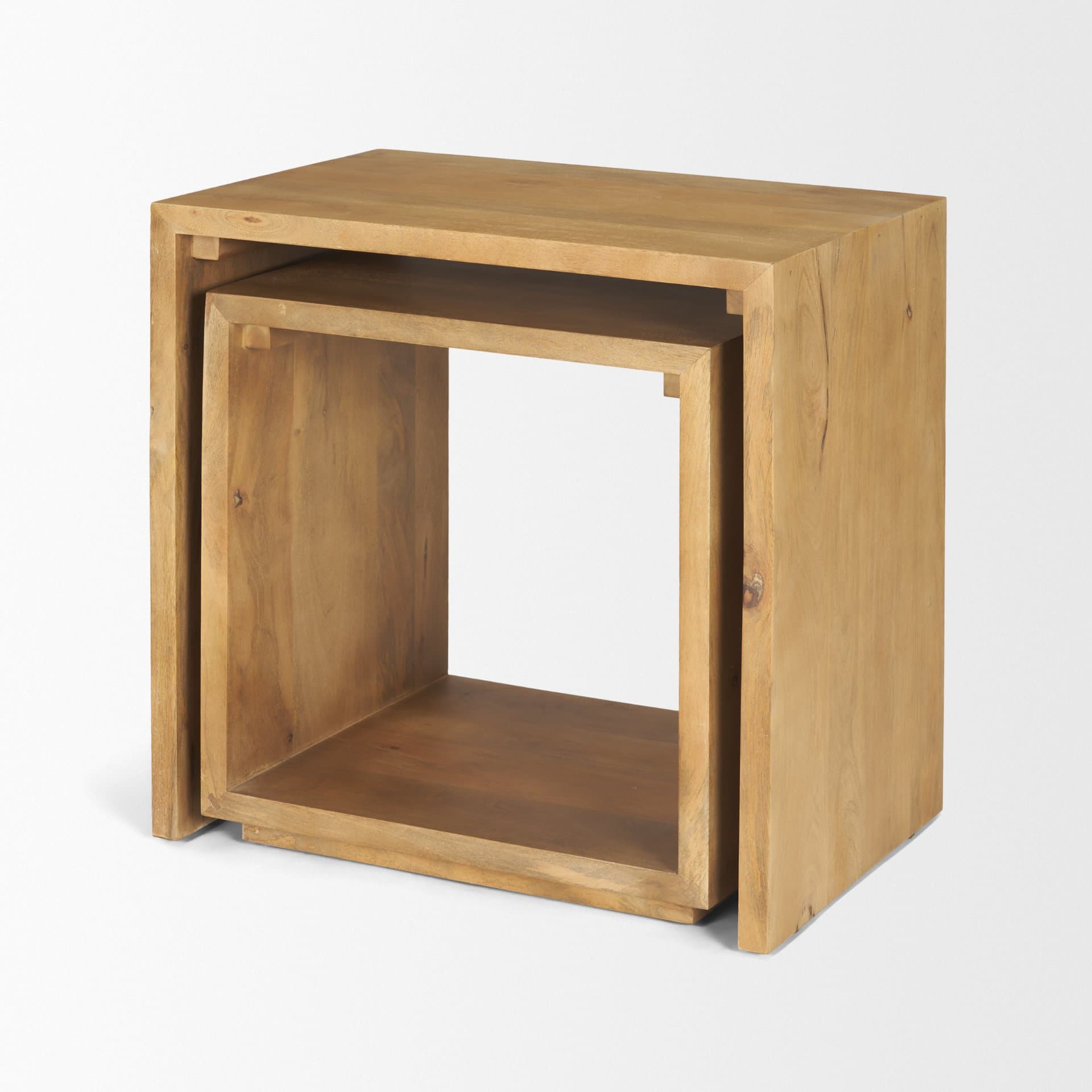 Alanna 22.0L x 15.0W x 22.0H Set of 2 Brown Wood Nesting Accent Tables — product photograph