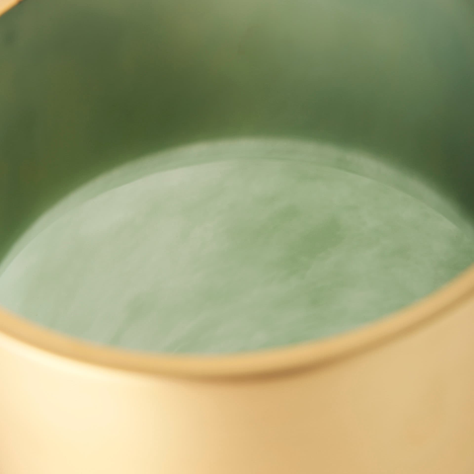 Minty Medium 8.7L x 8.7W x 12.4H Green Glass Vase W/Matte Gold Metal Neck Cuff — product photograph