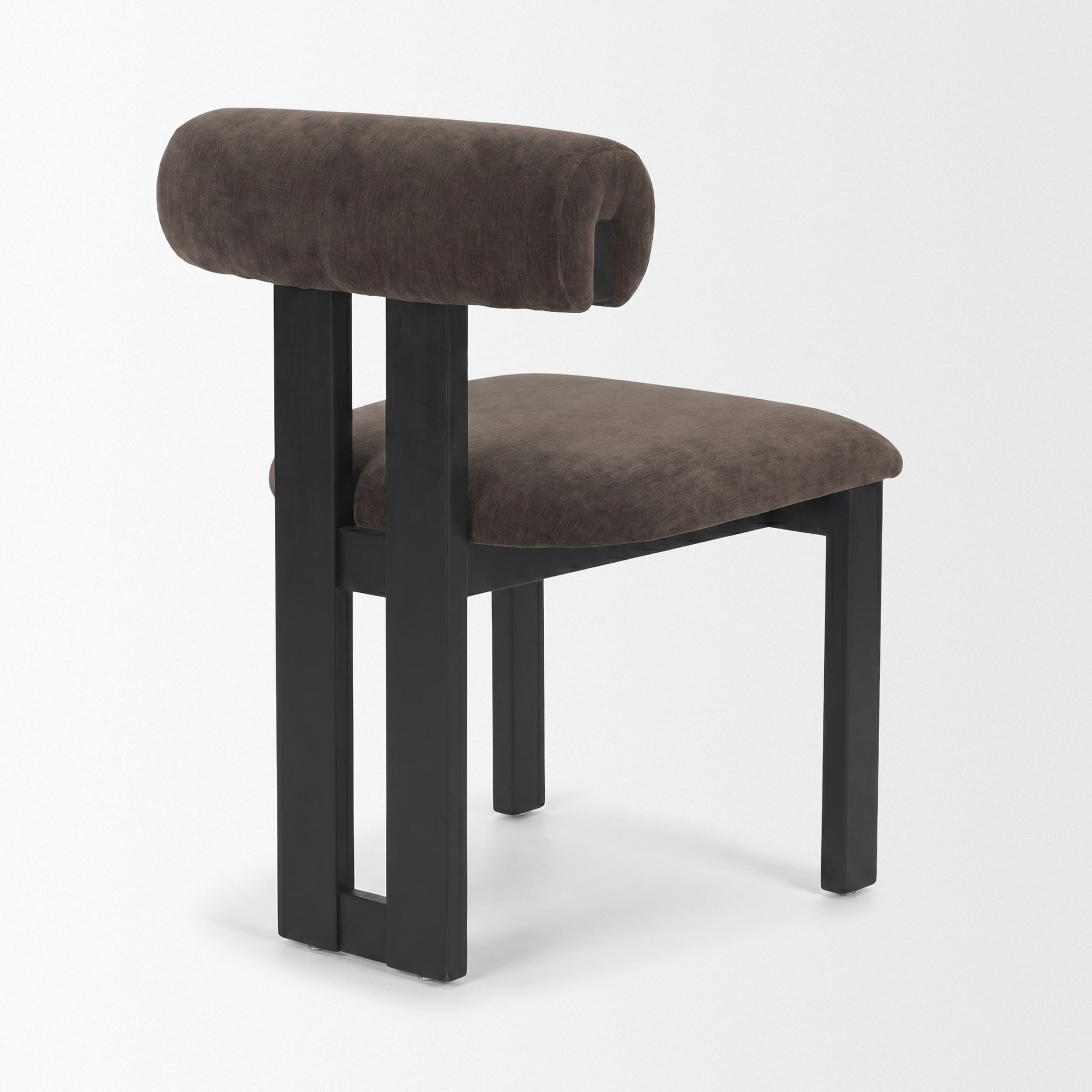 Tribeca Open Back Dining Side Chair | Charcoal Chenille w/ Black Wood — product photograph