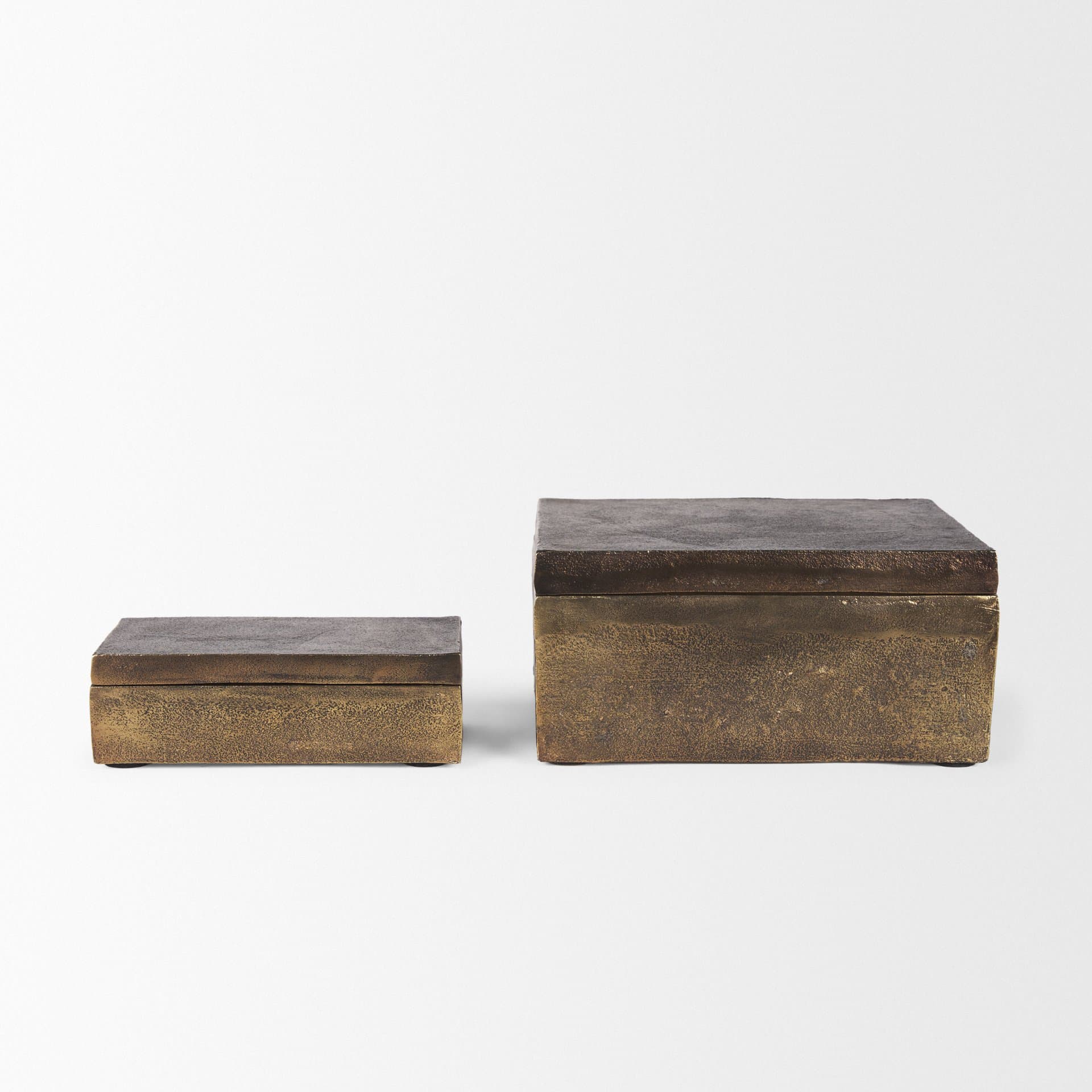 Porschia Large Antiqued Gold Metal Decorative Box — product photograph