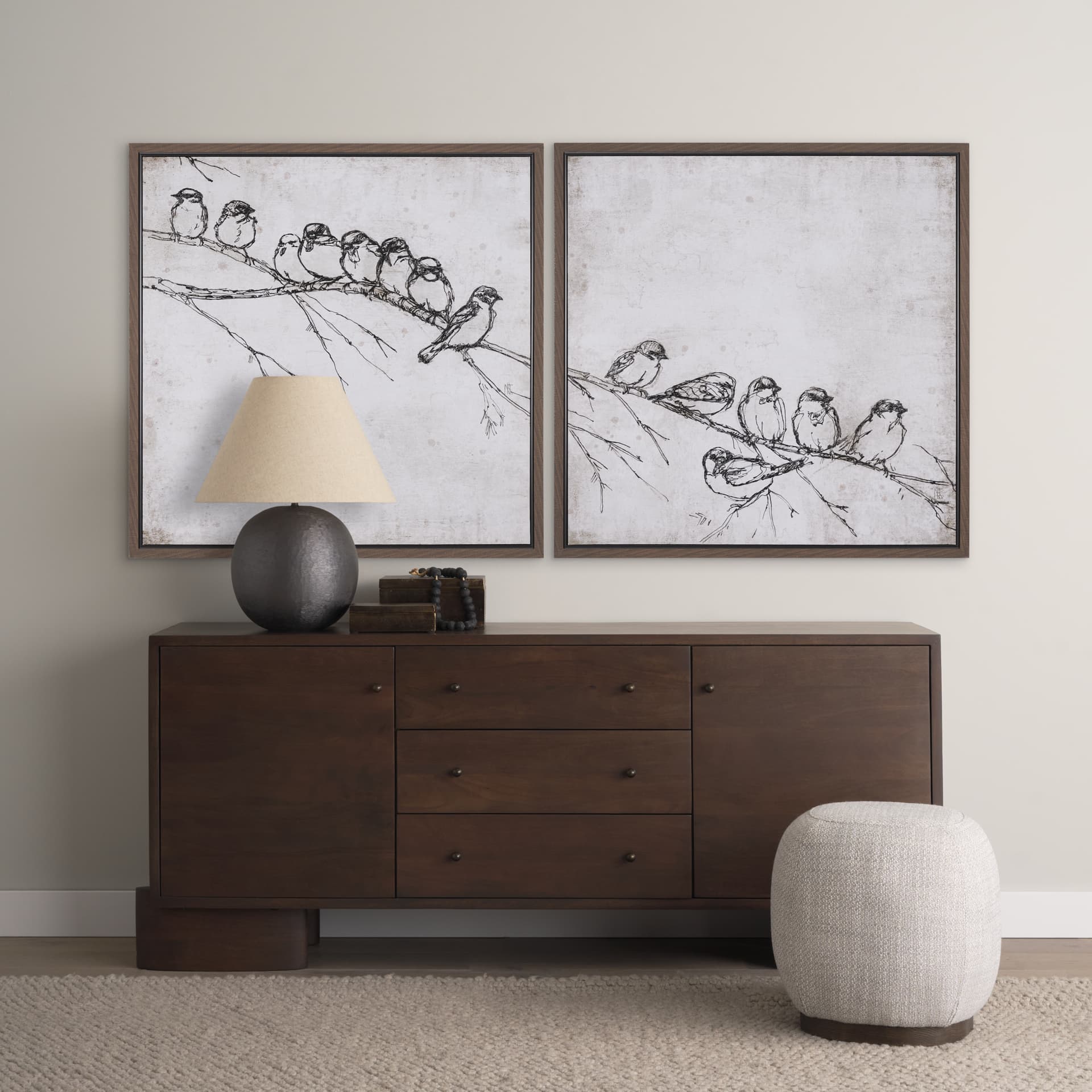 Waiting for spring II by Mercana Studio a Hand Embellished Textured Framed Canvas — in a styled room