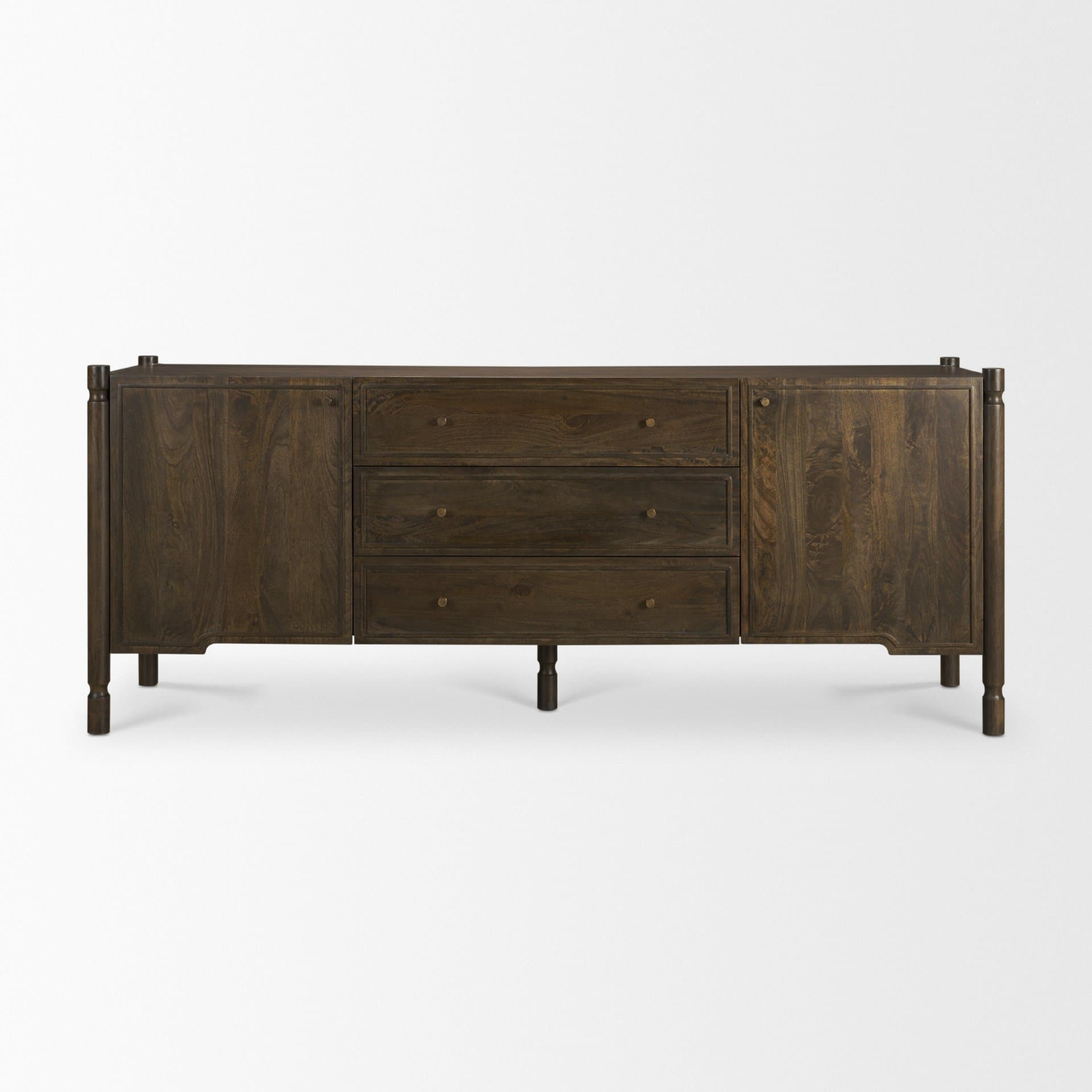 Phil Dark Brown Wood 2 Door 3 Drawer Closed Sideboard — product photograph