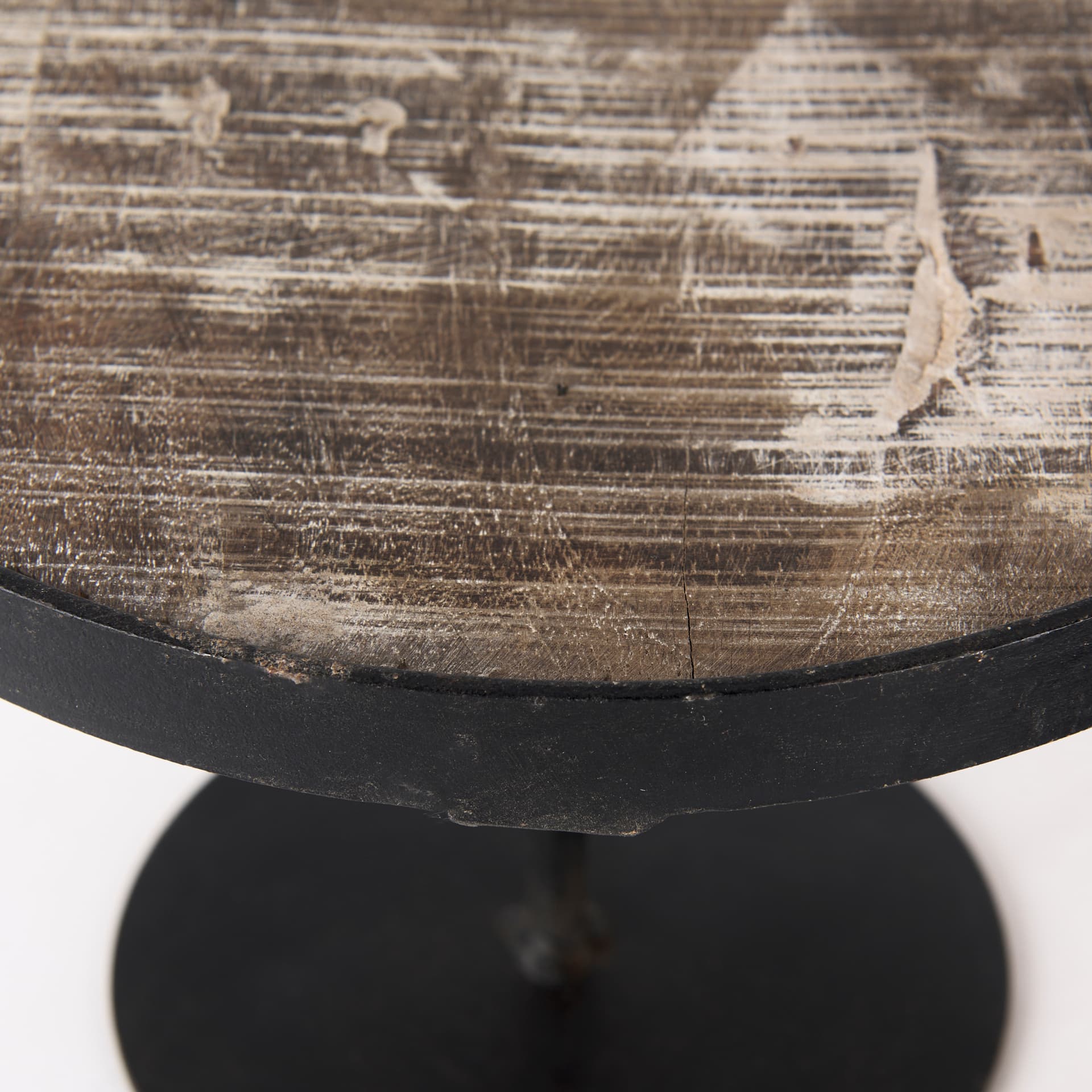 Lorenz (Set of 3) Light Brown Wood W/ Black Metal Base Round Decorative Display Stands — product photograph