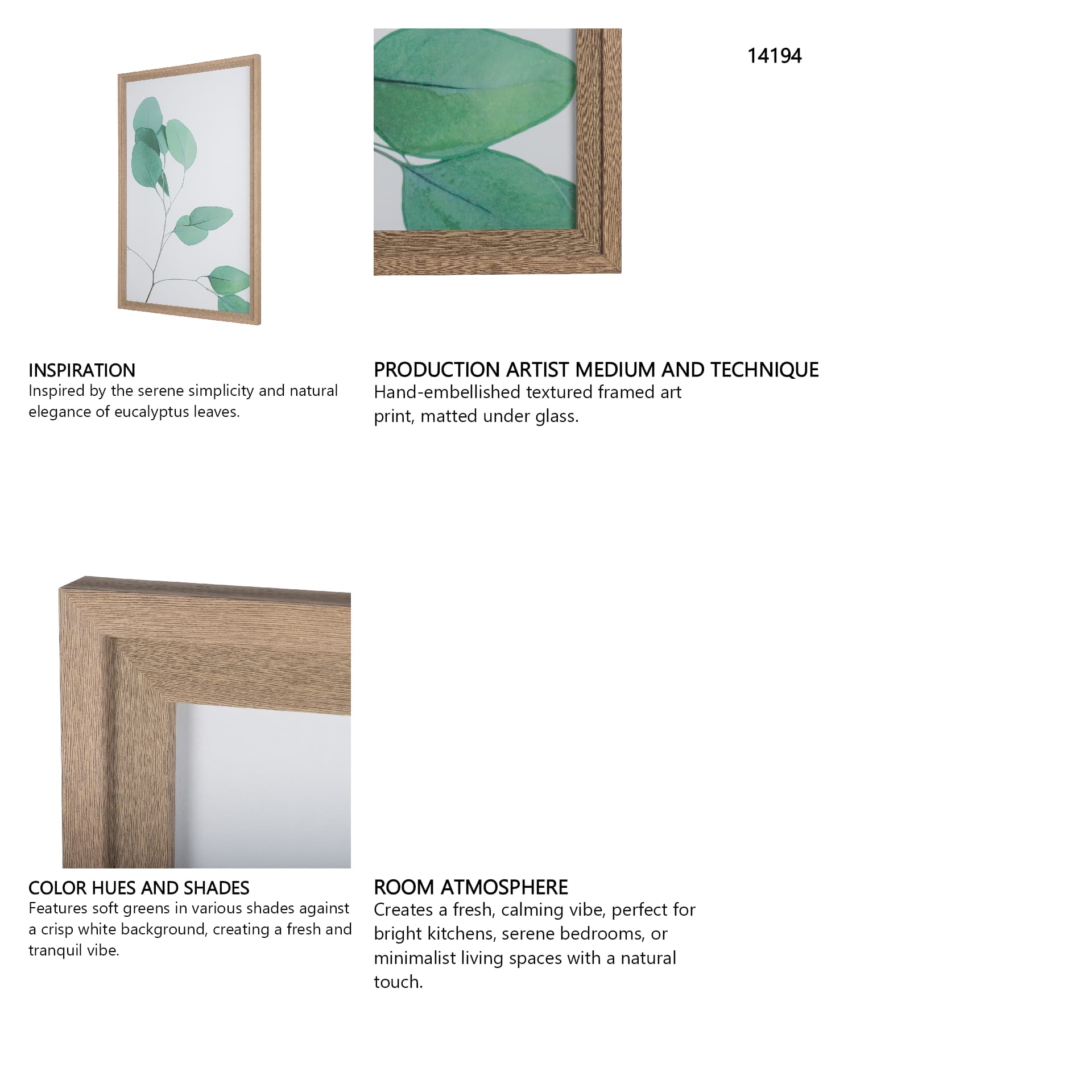 Nature Calm Lull by Mercana Studio a Hand Embellished Textured Framed Art Print Matted under Glass — in a styled room