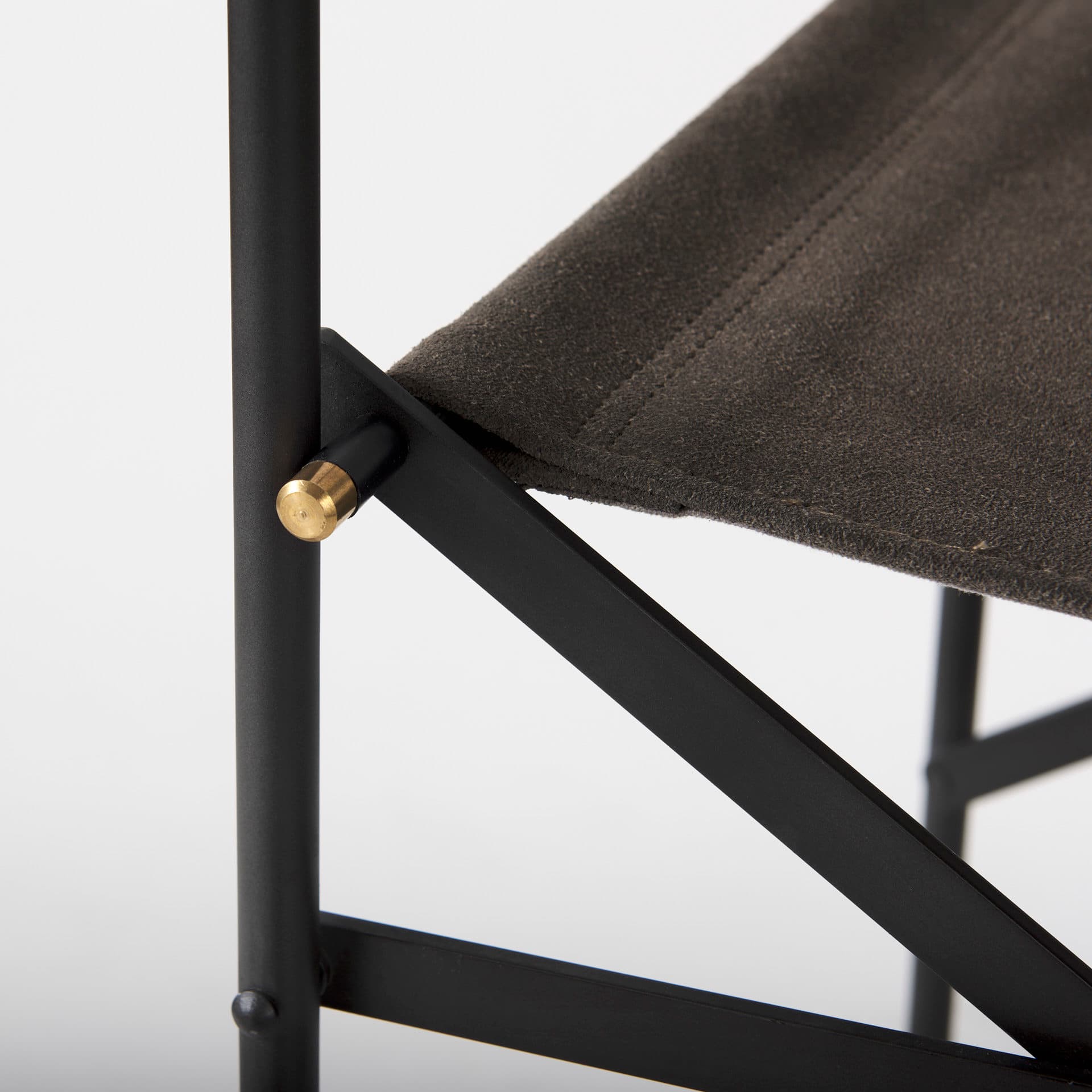 Direttore Backless 40.2in Seat Bar Stool | Brown/Gray Suede w/ Metal — product photograph