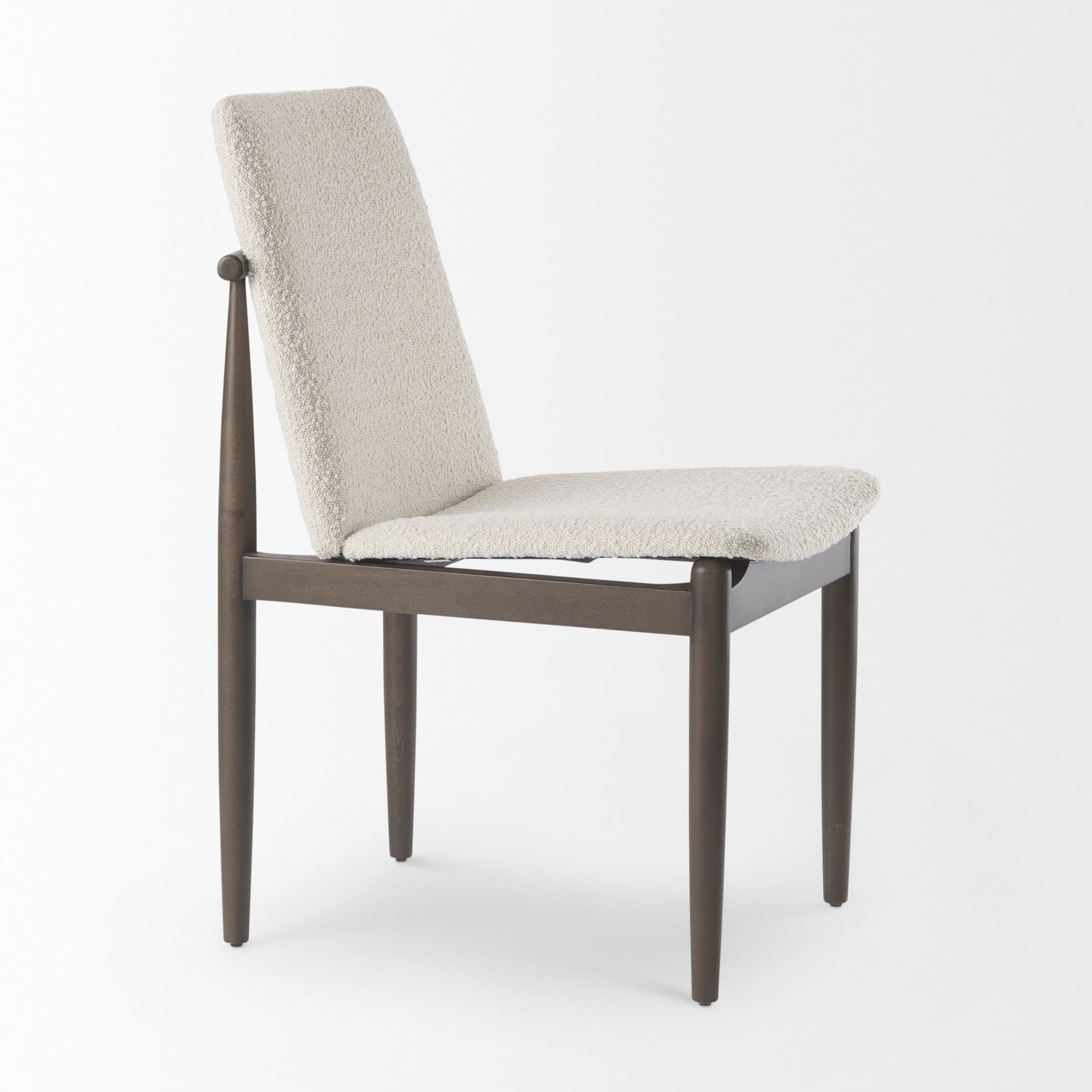 Cavett Curved Back Dining Side Chair | Cream Boucle w/ Dark Wood — product photograph