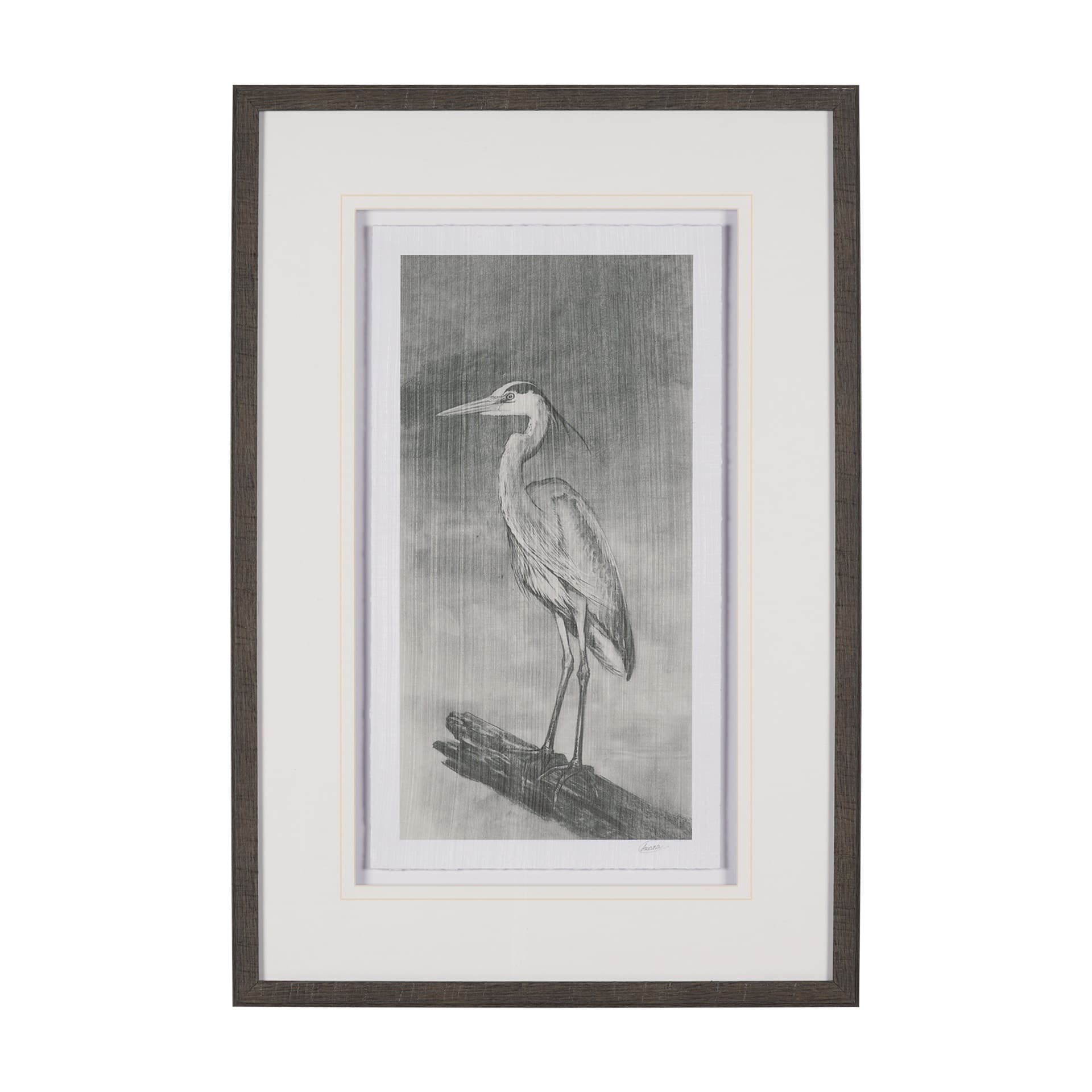 Heron Sketch by Mercana Studio a Hand Embellished Framed Art Print Matted under Glass — product photograph