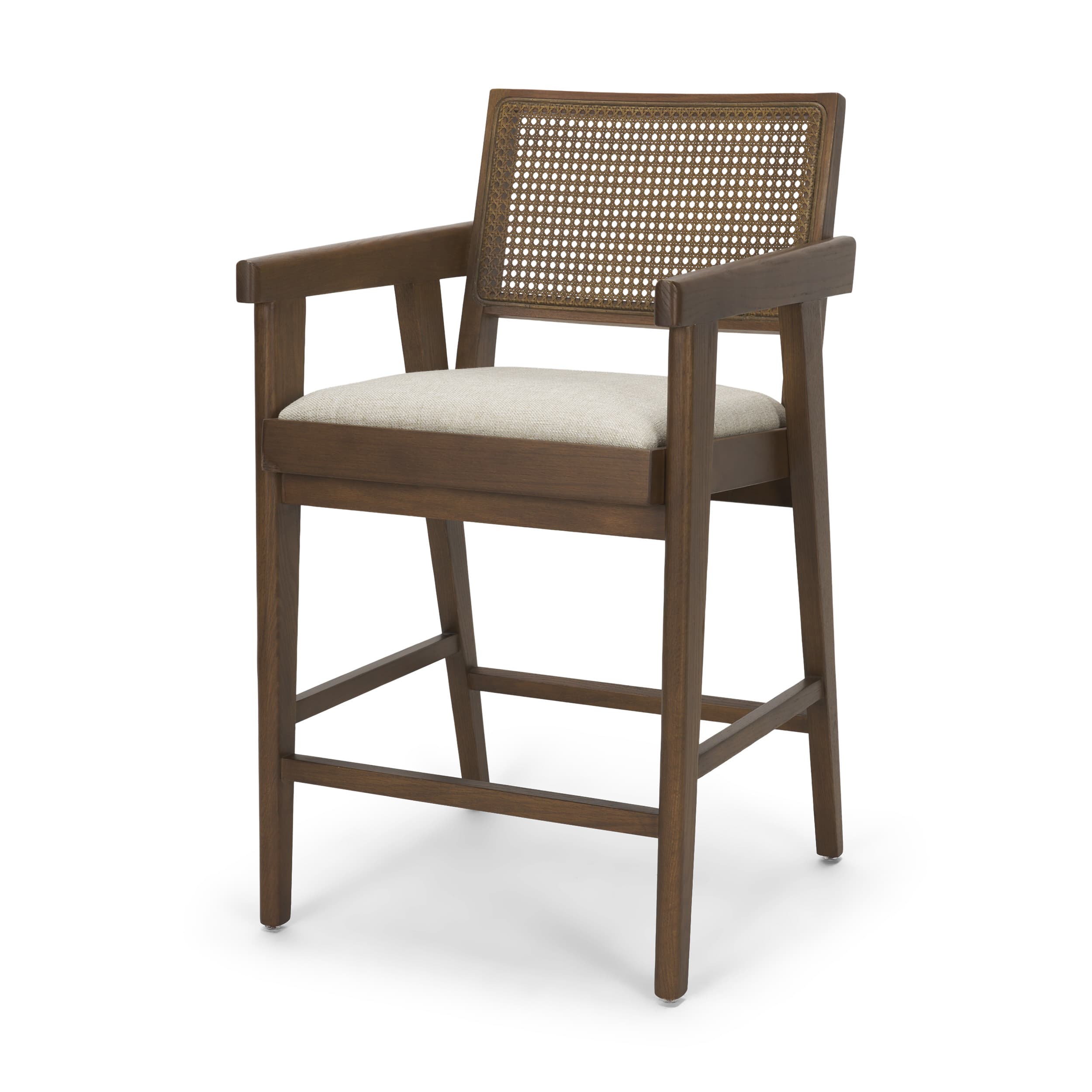 Reid Backless 38in Seat Counter Stool | Brown Wood w/ Cane Back — product photograph