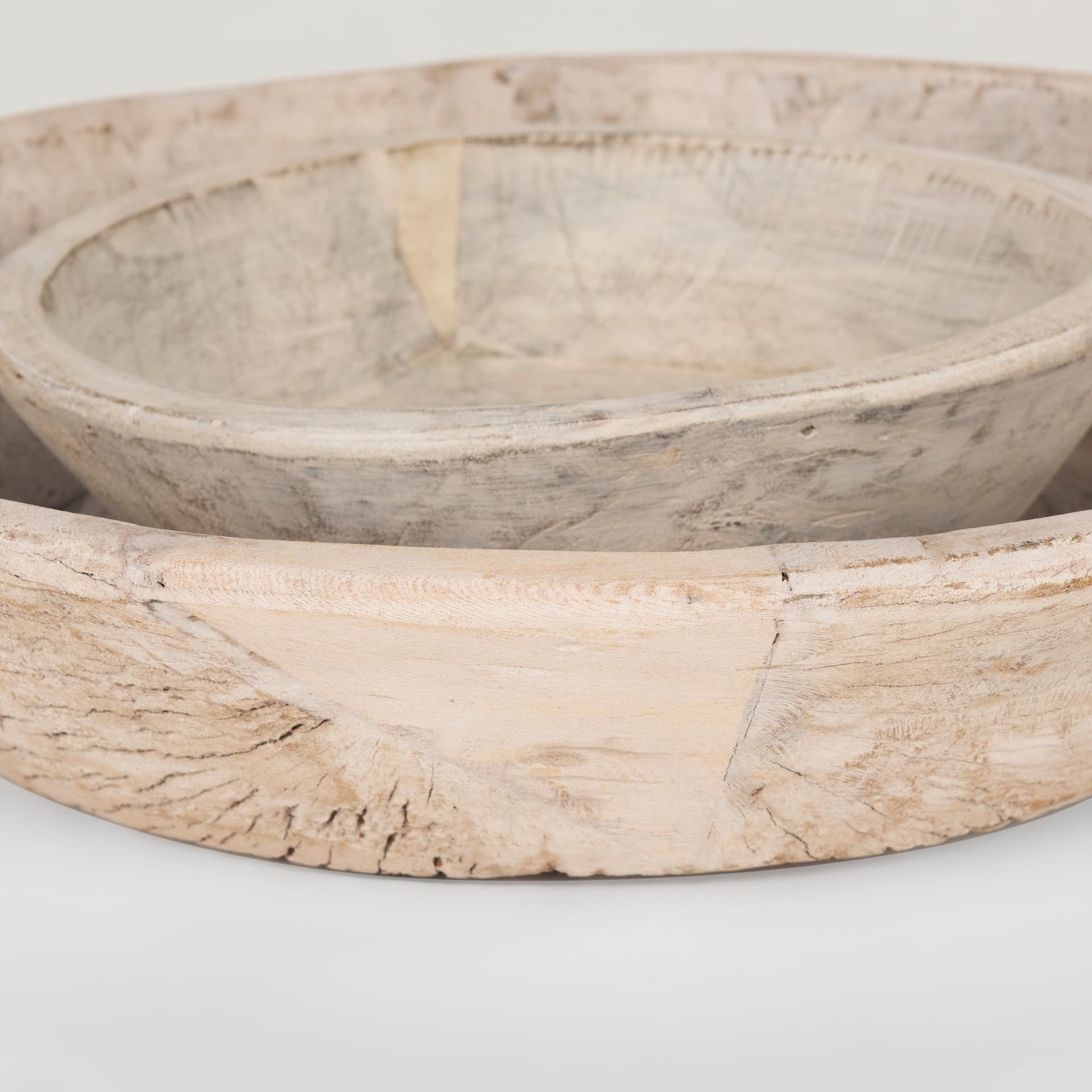 Nikita Set of 2 Large Light-Wash Reclaimed Wood Bowls — product photograph