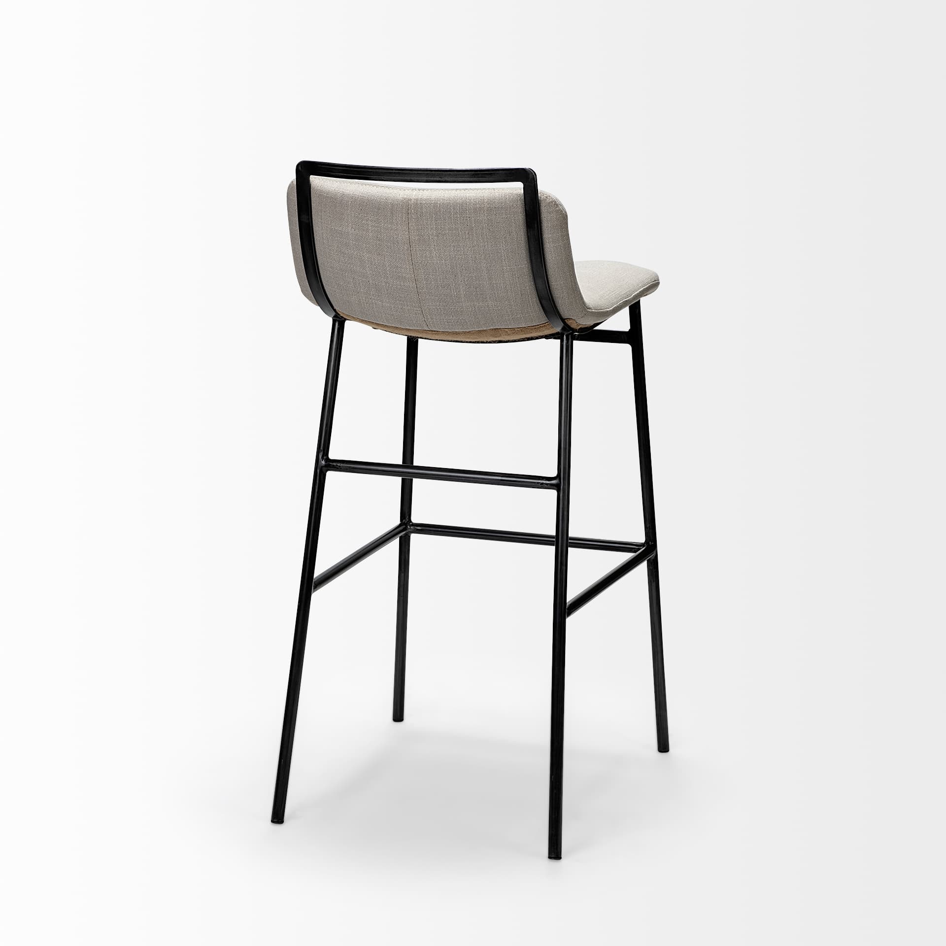 Kavalan Low Back 24.25in Seat Counter Stool | Beige Fabric w/ Metal — product photograph