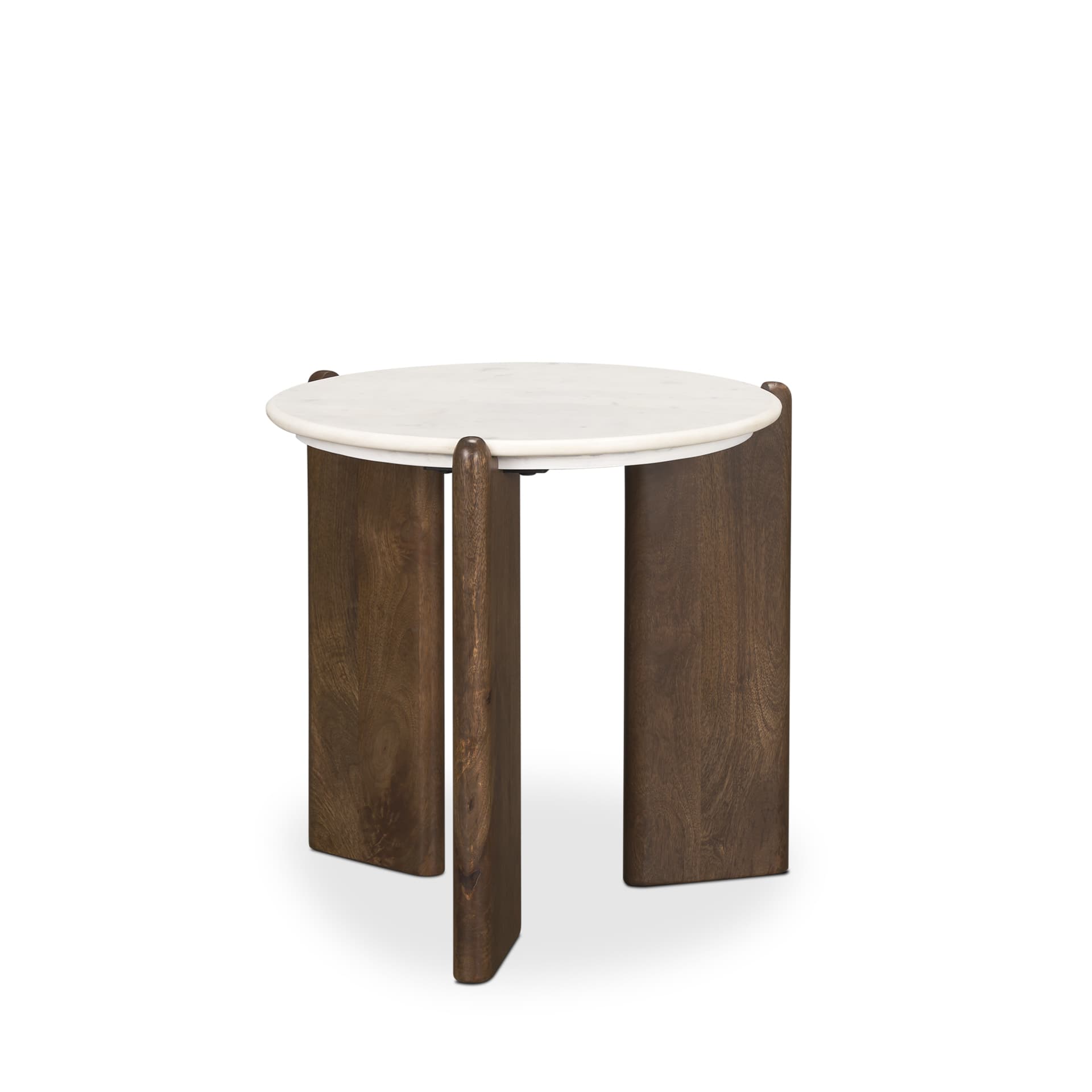 Rumer Dark Brown Wood w/ White Marble Side Table — product photograph