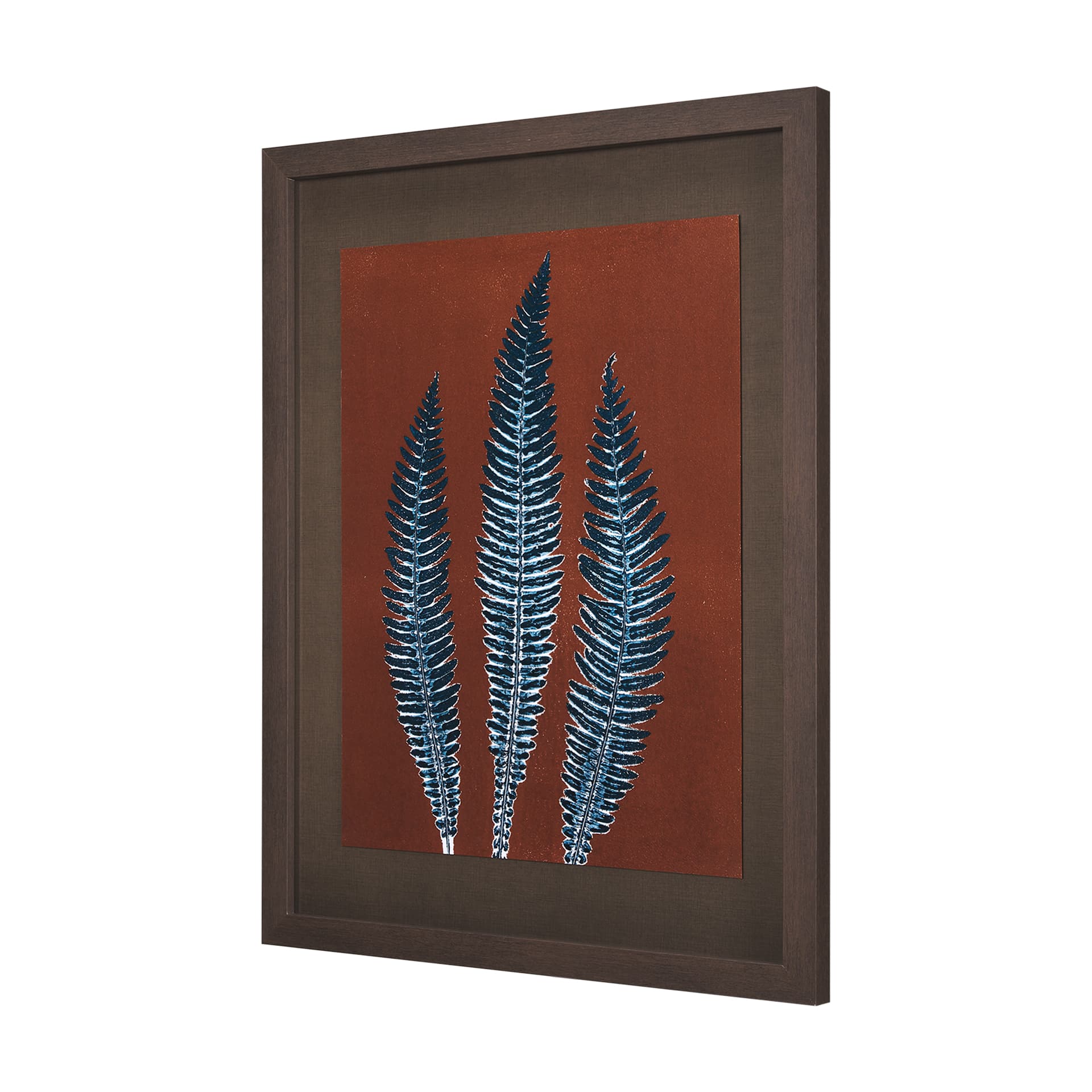 Nutmeg Fern 4 by Mary Margaret Briggs Hand Embellished Textured Framed Art Print Matted under Glass — product photograph