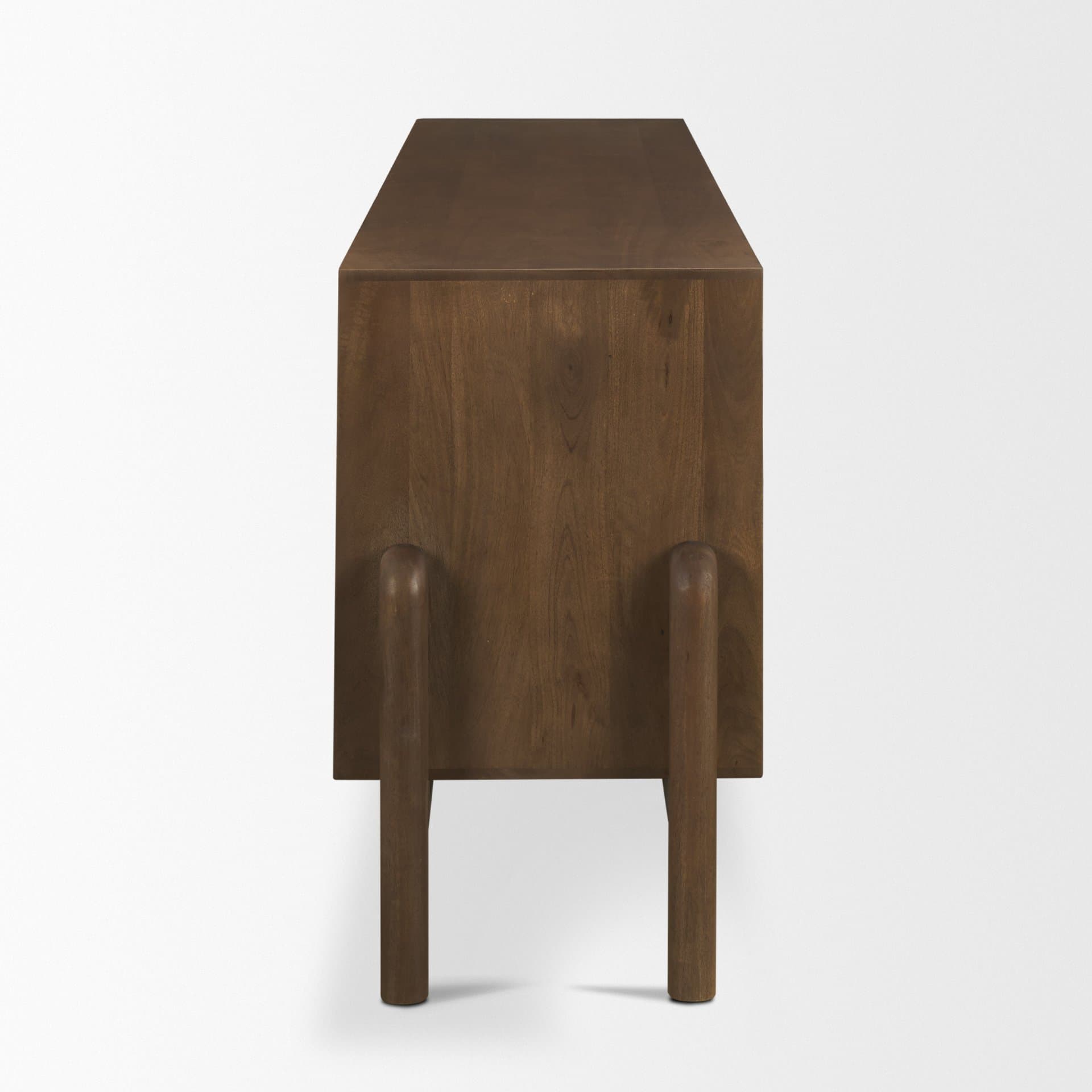 Trellyn Dark Brown Solid Wood 4-Door w/ Carved Woven Doors Closed Sideboard — product photograph