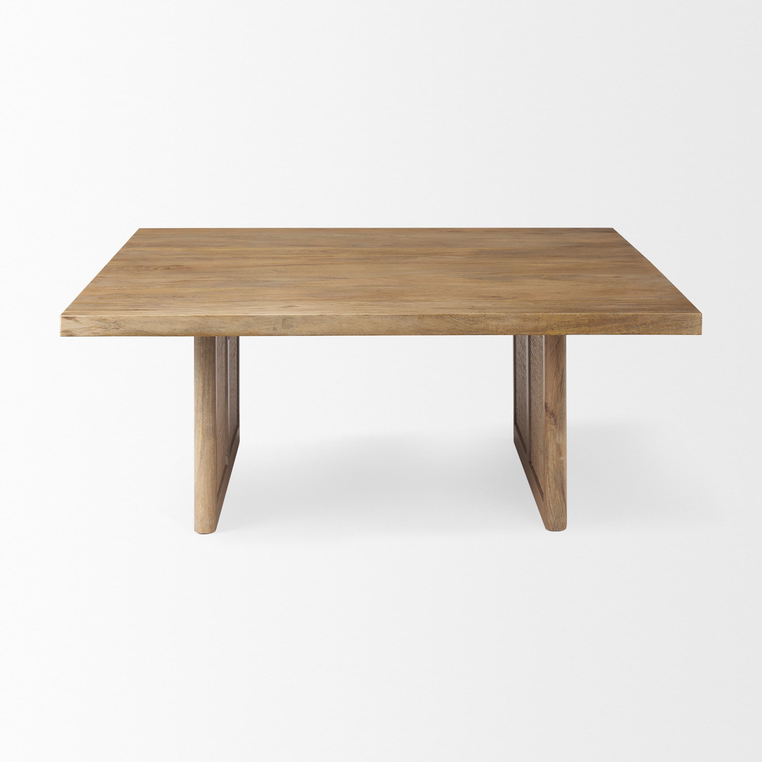 Grier 42" Square Light Brown Wood w/ Cane Coffee Table — product photograph