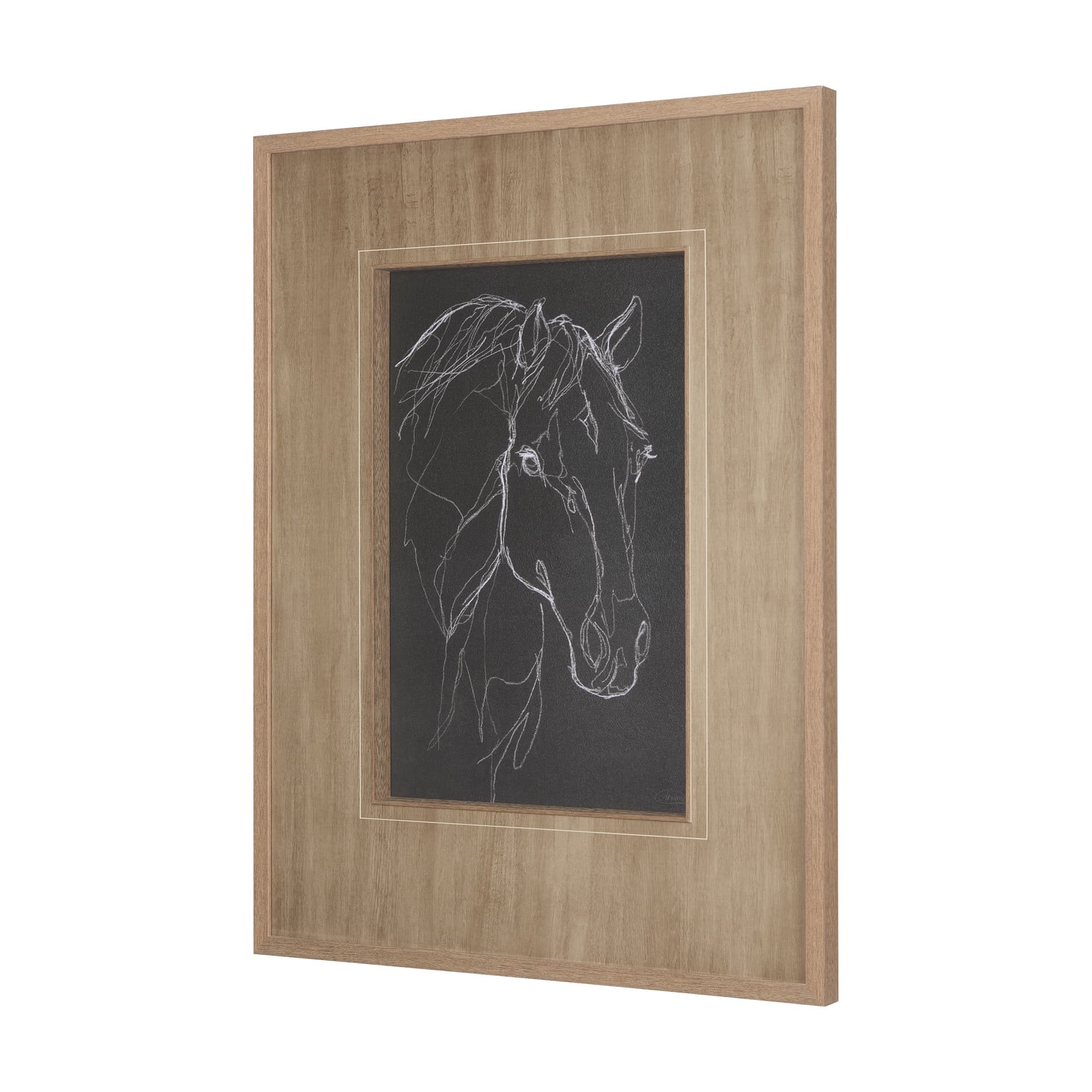 Thoroughbred Dark III by Mercana Studio Hand Embellished Textured Framed Art Print Matted under Glas — product photograph