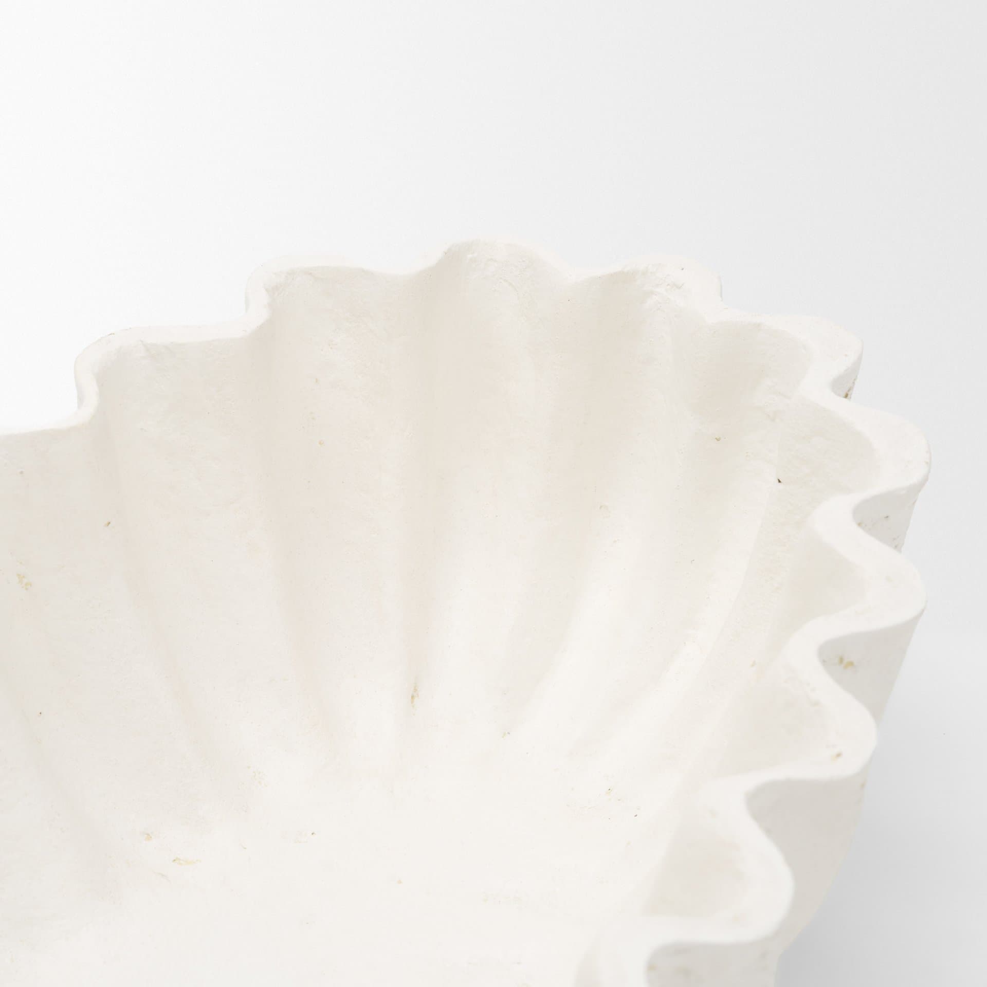 Camelia Large Fluted White Paper Mache Round Centerpiece Bowl — product photograph