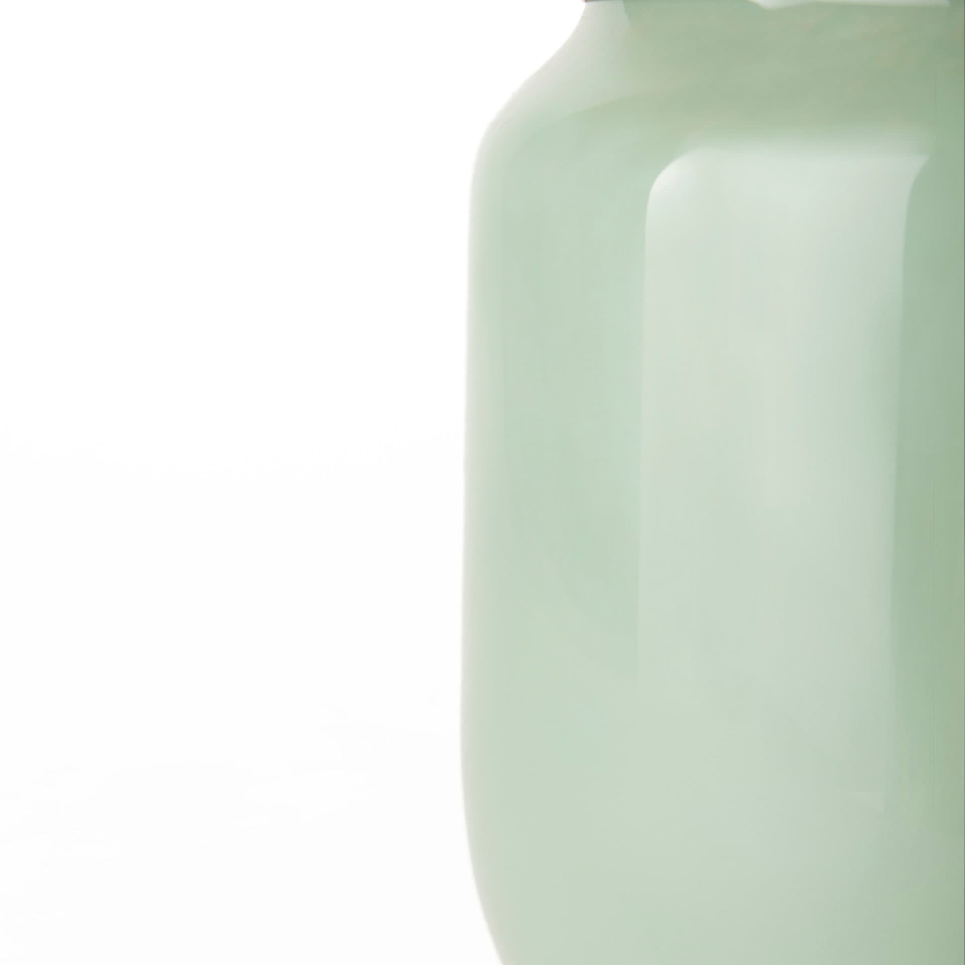 Minty Medium 8.7L x 8.7W x 12.4H Green Glass Vase W/Matte Gold Metal Neck Cuff — product photograph