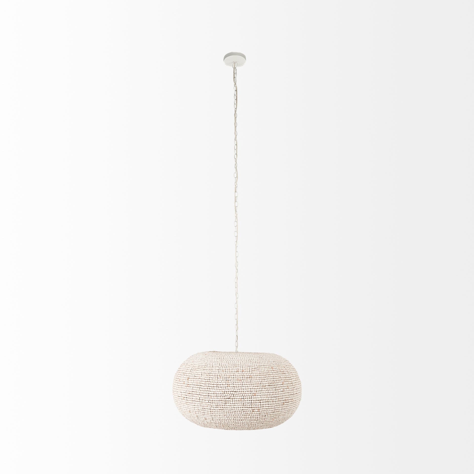 Theta 30.0 L x 30.0 W x 15.0 H White-Washed Beaded Chandelier — product photograph