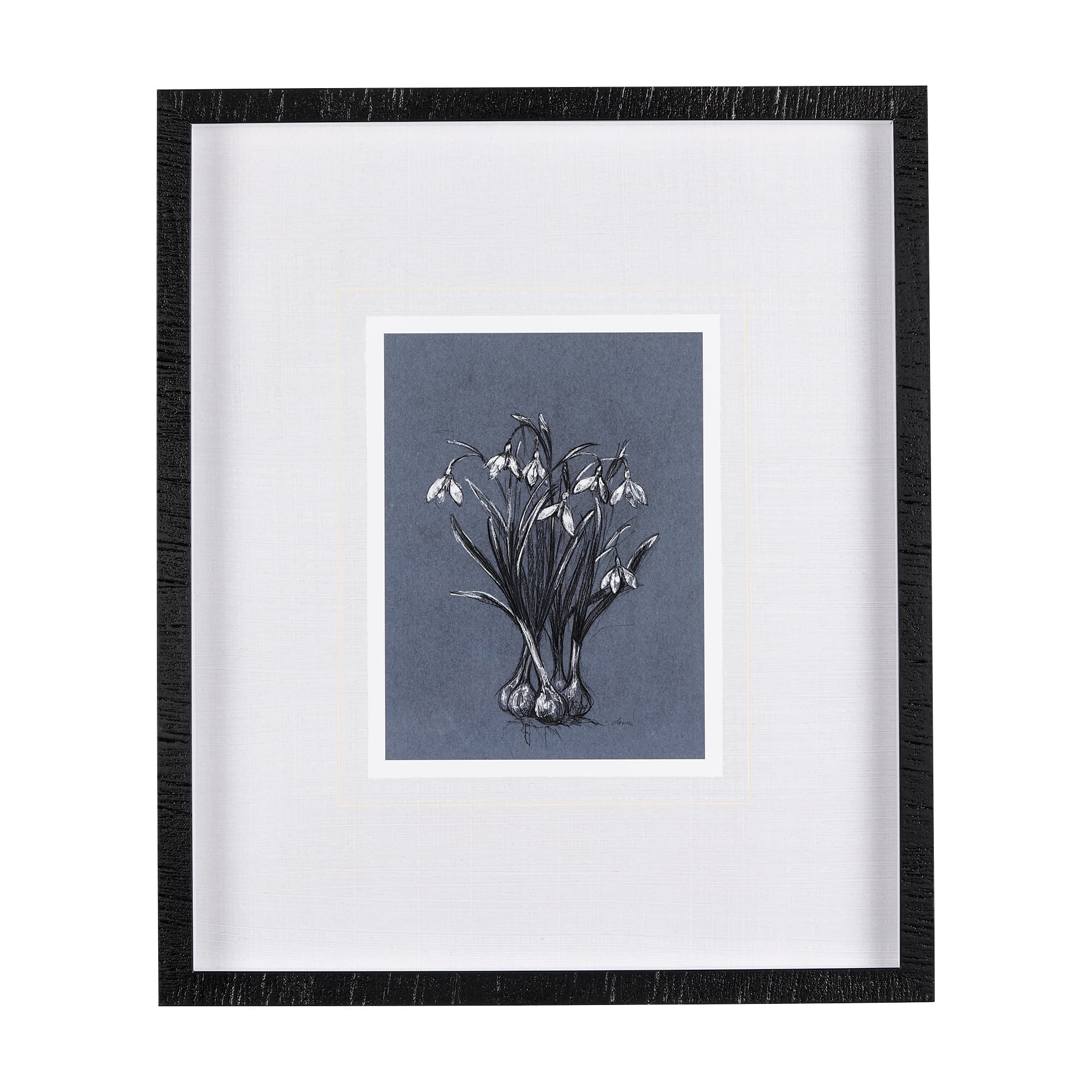 Botanical sketchesVI (Blue) by Mercana Studio Hand Embellished Framed Art Print Matted under Glass — product photograph